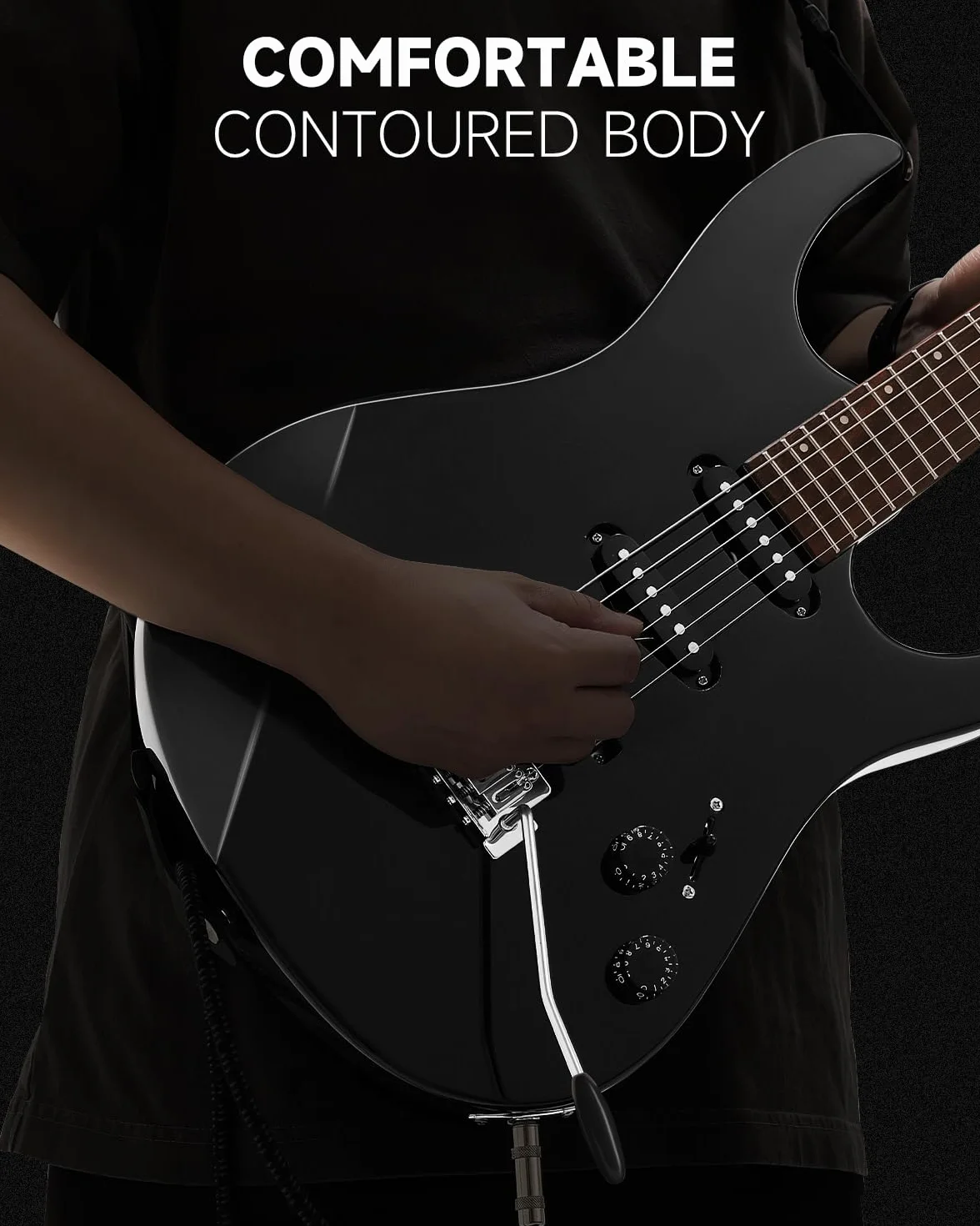 Donner DMT-66 pełnowymiarowa gitara elektryczna zestaw startowy czarna