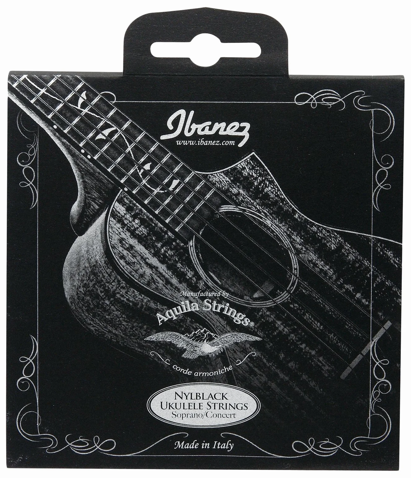Aquila Ibanez NBUKS4 zestaw strun do ukulele sopran koncert czarny nylon
