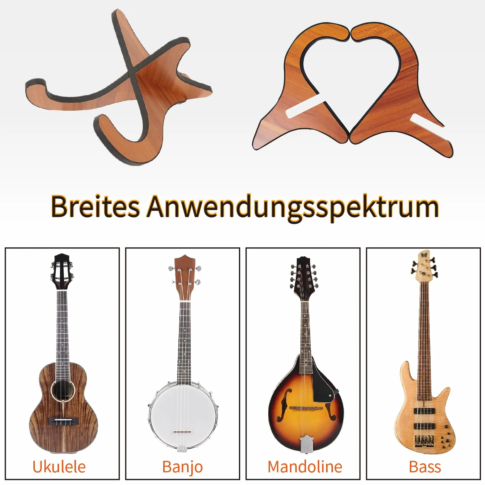 ACONDE Stojak na gitarę, drewniany stojak na ukulele, stojak na ukulele, do mandoliny, skrzypiec i mniejszych urządzeń (nie nadaje się do gitary)