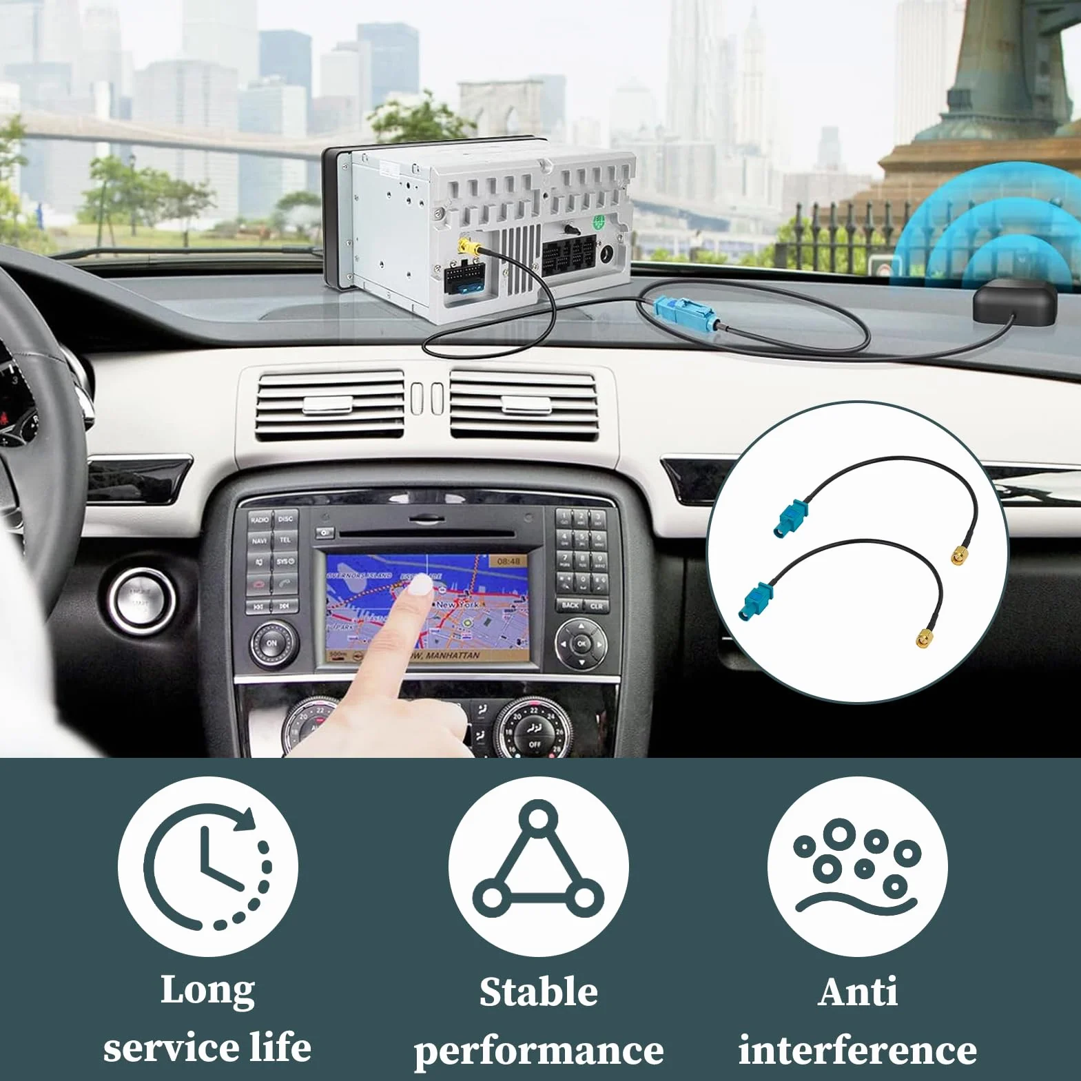 2 sztuki Fakra Z męski na SMA męski adapter anteny samochodowej 15 cm do nawigacji GPS, radia FM Am, Sirius XM, radio cyfrowe Dab, telematyka 4G LTE, złącze koncentryczne RG174, moduł Bluetooth