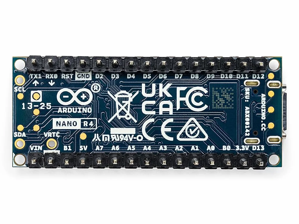 Arduino Nano R4 z Headers [ABX00143] – Kompaktowa Płytka z Mikrokontrolerem Renesas RA4M1, Przylutowane Piny do Breadboardu, Złącze Qwiic, Programowalna Dioda RGB, Kompatybilna z Arduino IDE