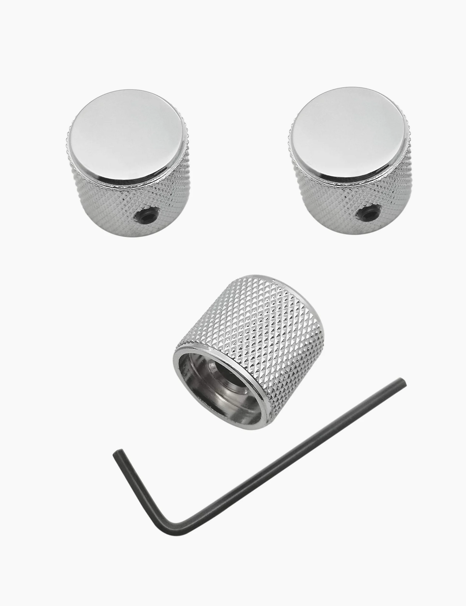 Guyker 3 szt. Guitar Control Knobs for 1/4"(6.4mm) Dia. Shaft Pots - Gałka do potencjometru kopułowego kompatybilna z Fender Telecaster Tele Style Gitara elektryczna lub Precision Bass (Chrome)
