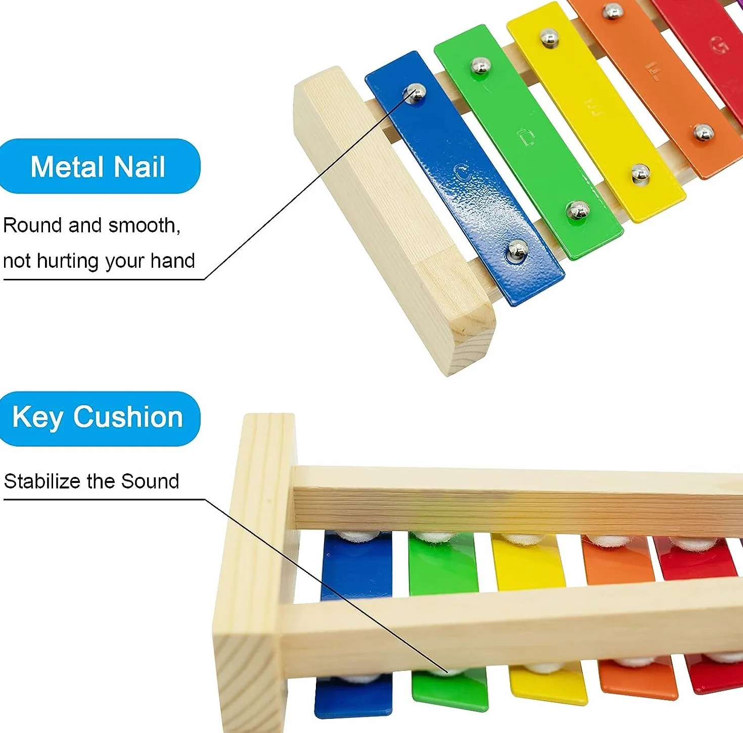 Ksylofon Drewniany dla Dzieci i Dorosłych z 2 Pałeczkami, Instrument Muzyczny