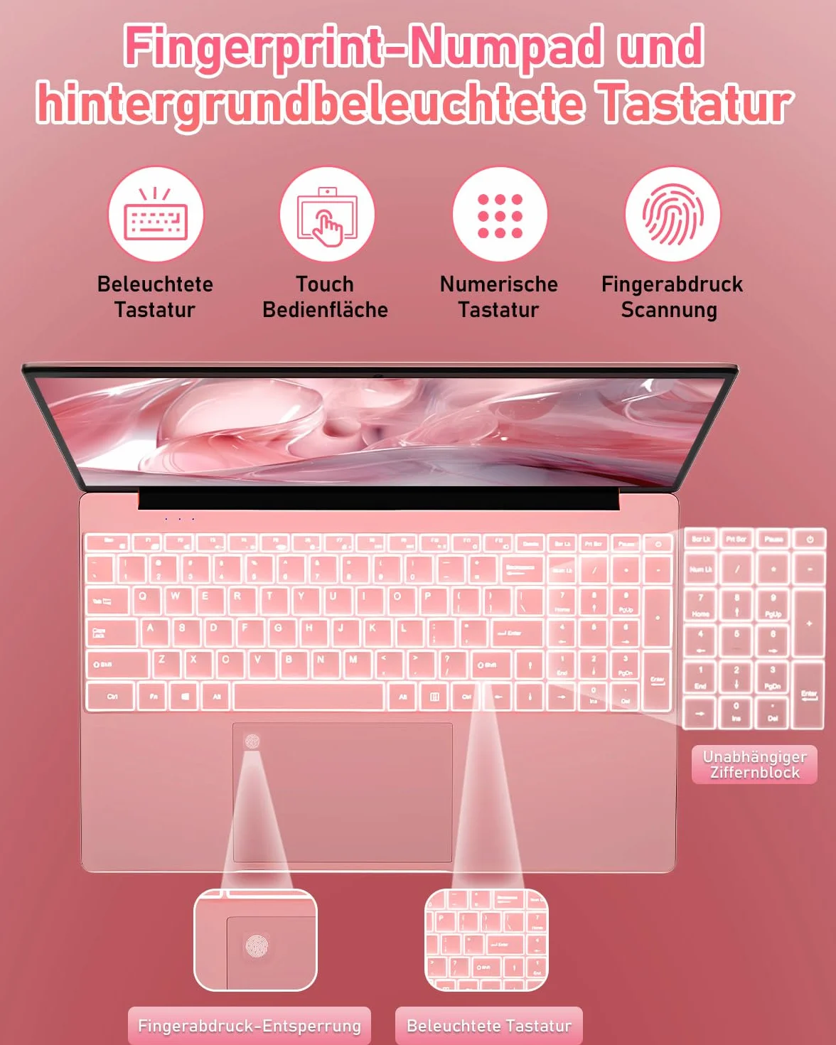 2025 najnowszy laptop FHD o przekątnej 15,6", 16 GB RAM 512GB SSD|Quad-Core Celeron 5205U|klawiatura QWERTY z podświetleniem|czytnik linii papilarnych|WiFi |HDMI|Notebook komputer dla firm i studentów