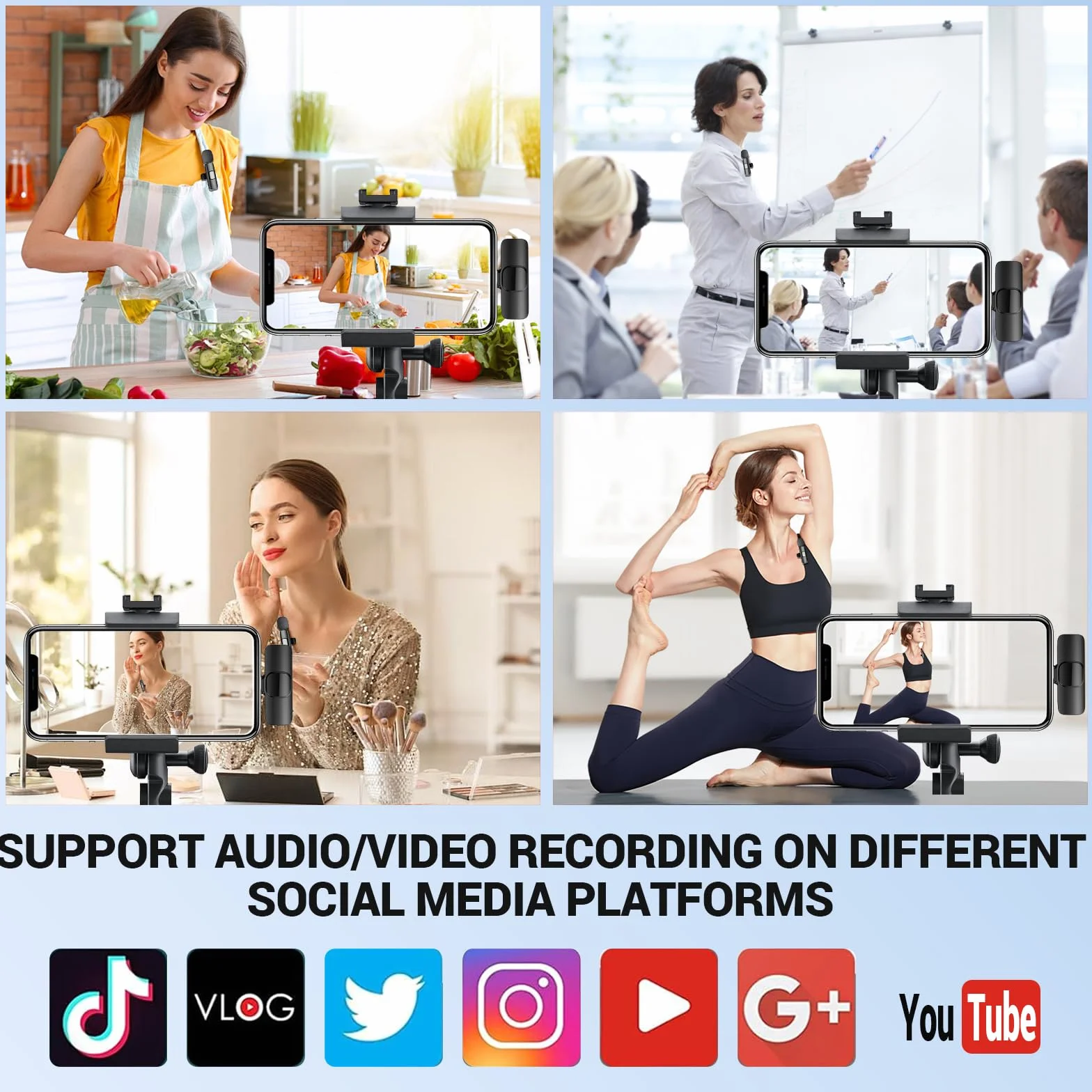 Bezprzewodowy Mikrofon Klapkowy, Miniaturowy Mikrofon Klipsowy Plug-and-Play z Redukcją Szumu, Kompatybilny z iPhone, iPad, Android, Do Nagrywania Wideo, TikTok, YouTube, Transmisji na Żywo