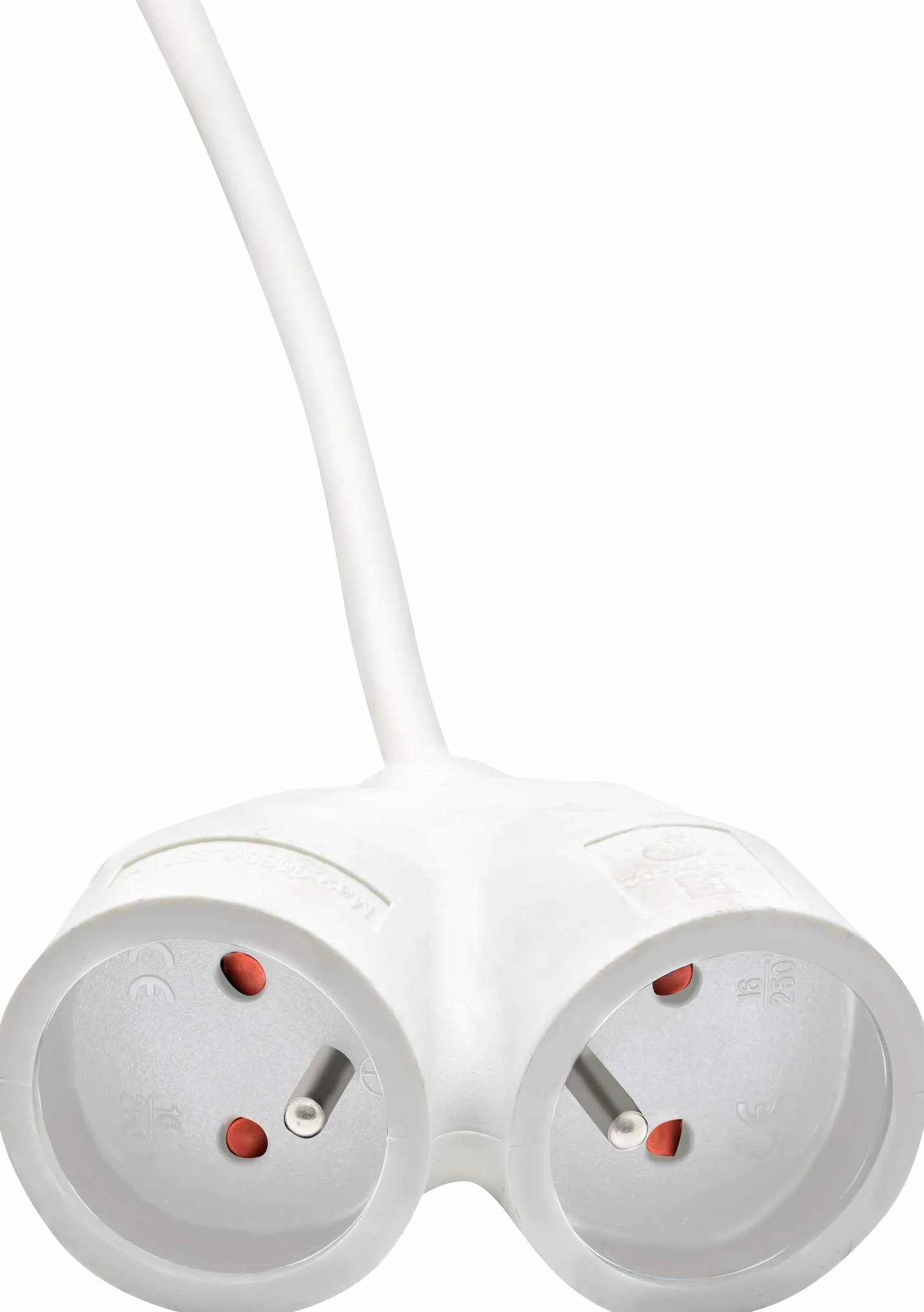 Brennenstuhl Kabel przedłużający 2m z płaską wtyczką i podwójnym gniazdem (do użytku w pomieszczeniach) 1161821222 Biały