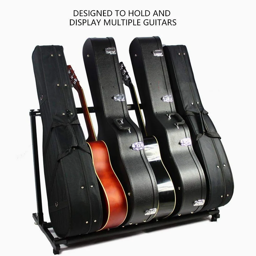 Stojak na gitarę, stojak na gitarę basową z gumową wyściółką do sali szkoleniowej (5 miejsc)