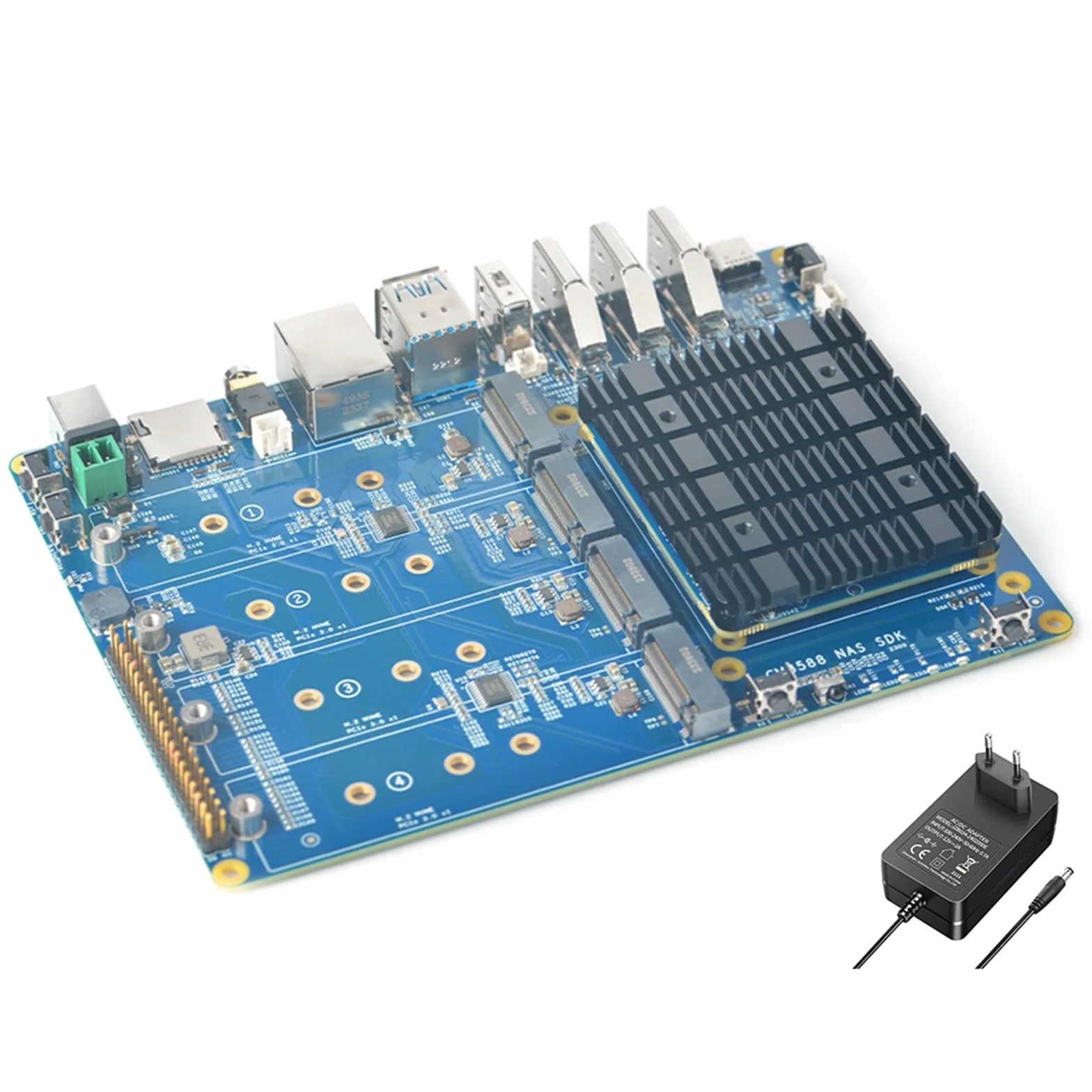 youyeetoo CM3588 Plus Mini NAS platforma, do 8K video, RK3588, OpenMediaVault Fit, 32 GB LPDDR5, 4 x gniazdo M.2 PCIe3.0, rozwiązania NAS, serwer domowy, lokalna pamięć w chmurze (16 G + 64 G NAS)