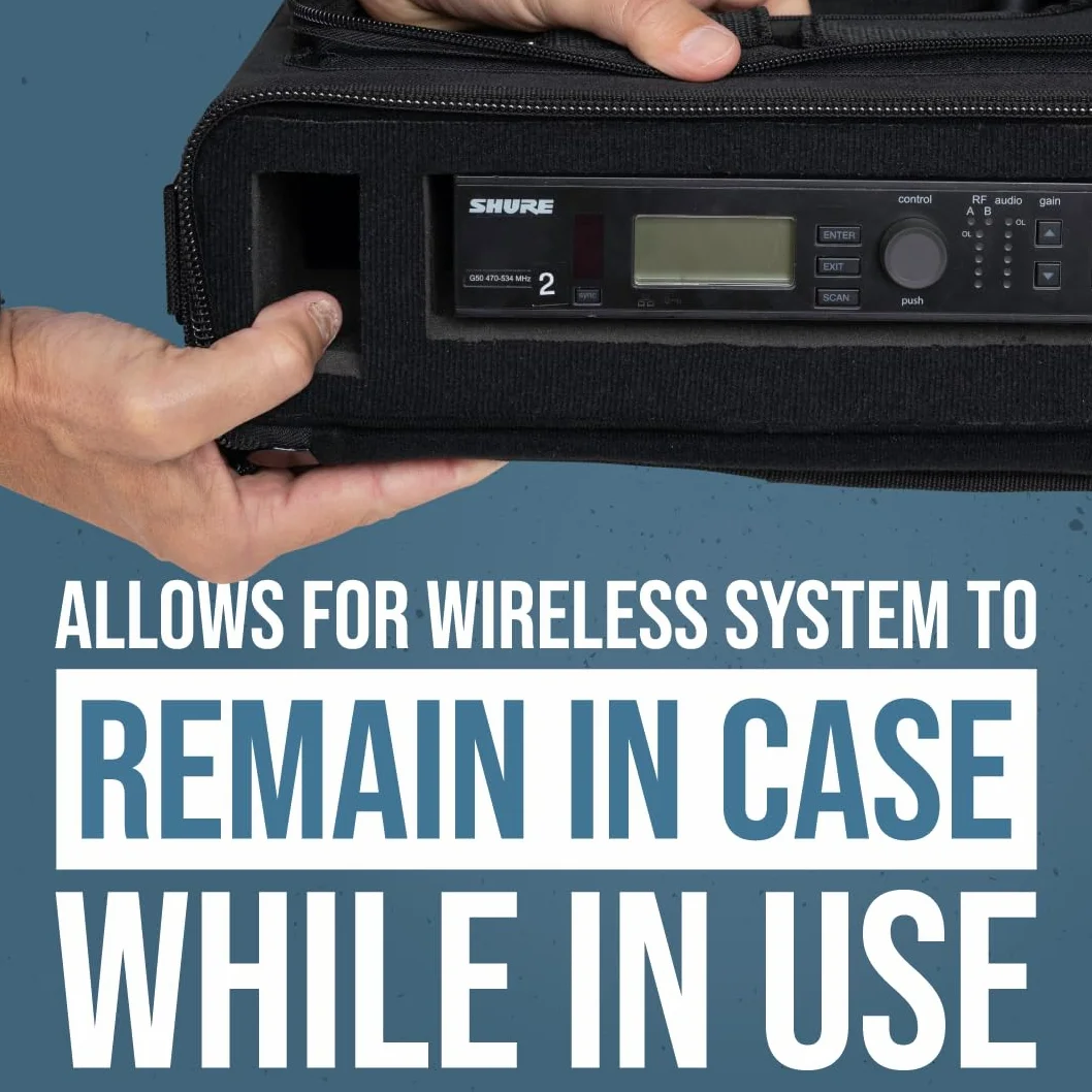 Shure by Gator Wyściełana torba na rozwiązanie systemu bezprzewodowego do pojedynczego bezprzewodowego systemu mikrofonu; (SH-WSYS-BAG)