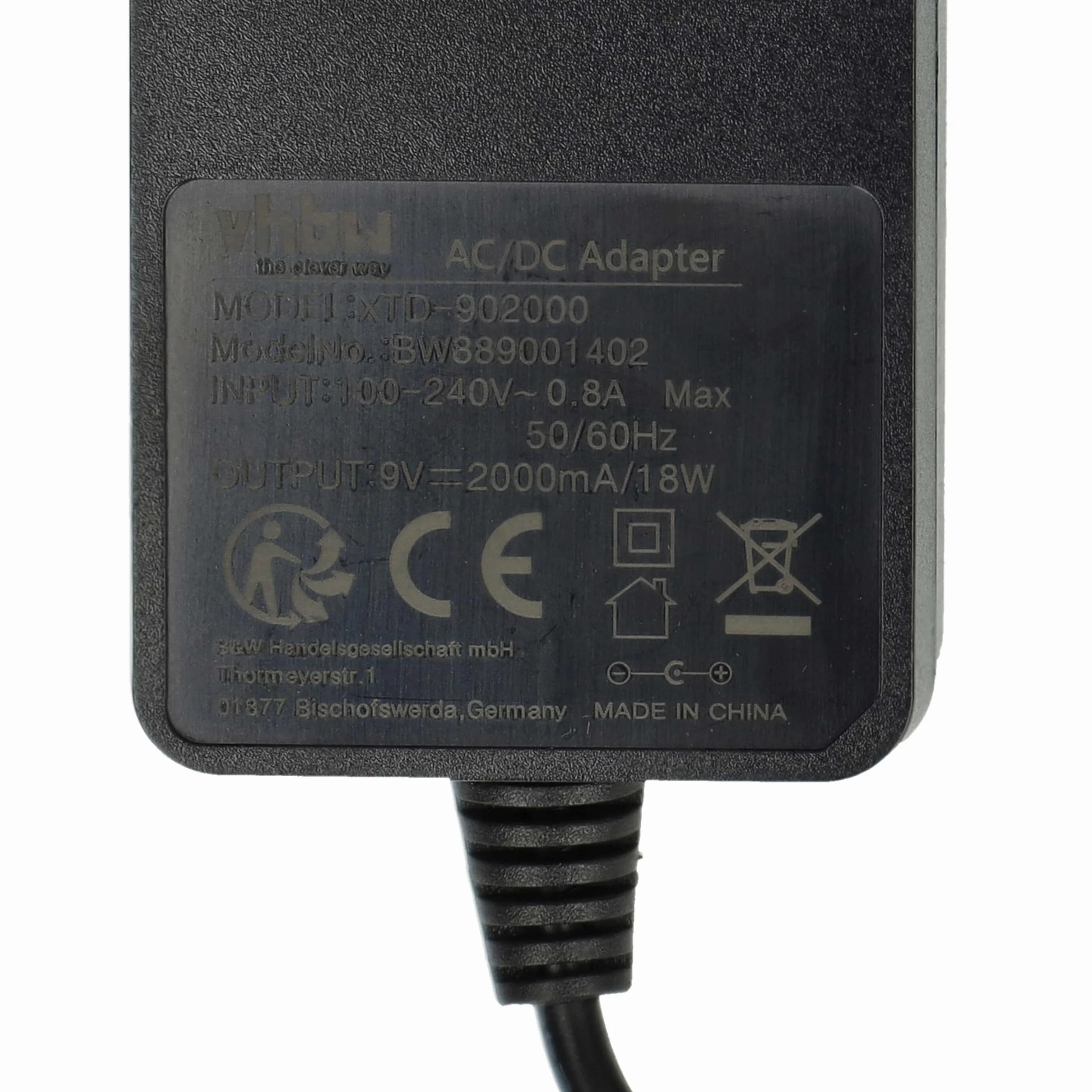 vhbw Zasilacz kompatybilny z M-Audio Keystation 88 Mk3 Keyboard, E-Piano - 160 cm