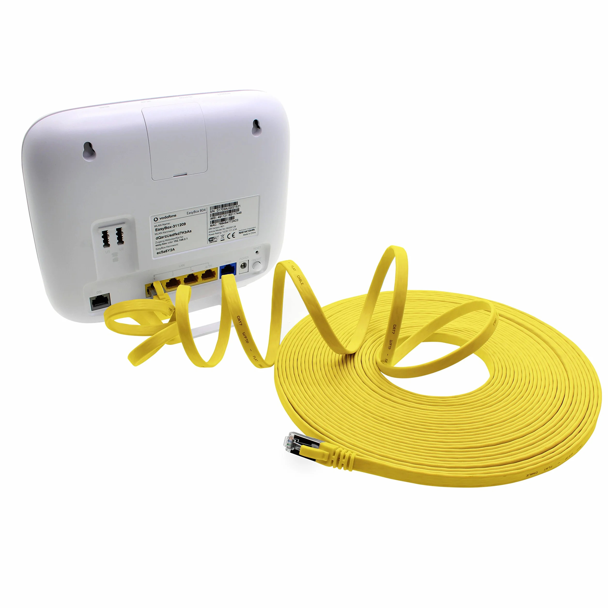 1aTTack.de 3 m - żółty - 1 sztuka kabel Ethernet Gigabit LAN CAT.7 (kabel sieciowy o wysokiej prędkości) 600 MHz, 10000 Mbit/s, smukły, patchkabel (kompatybilny z CAT5 CAT5e CAT6 CAT6a Cat8) wstążka