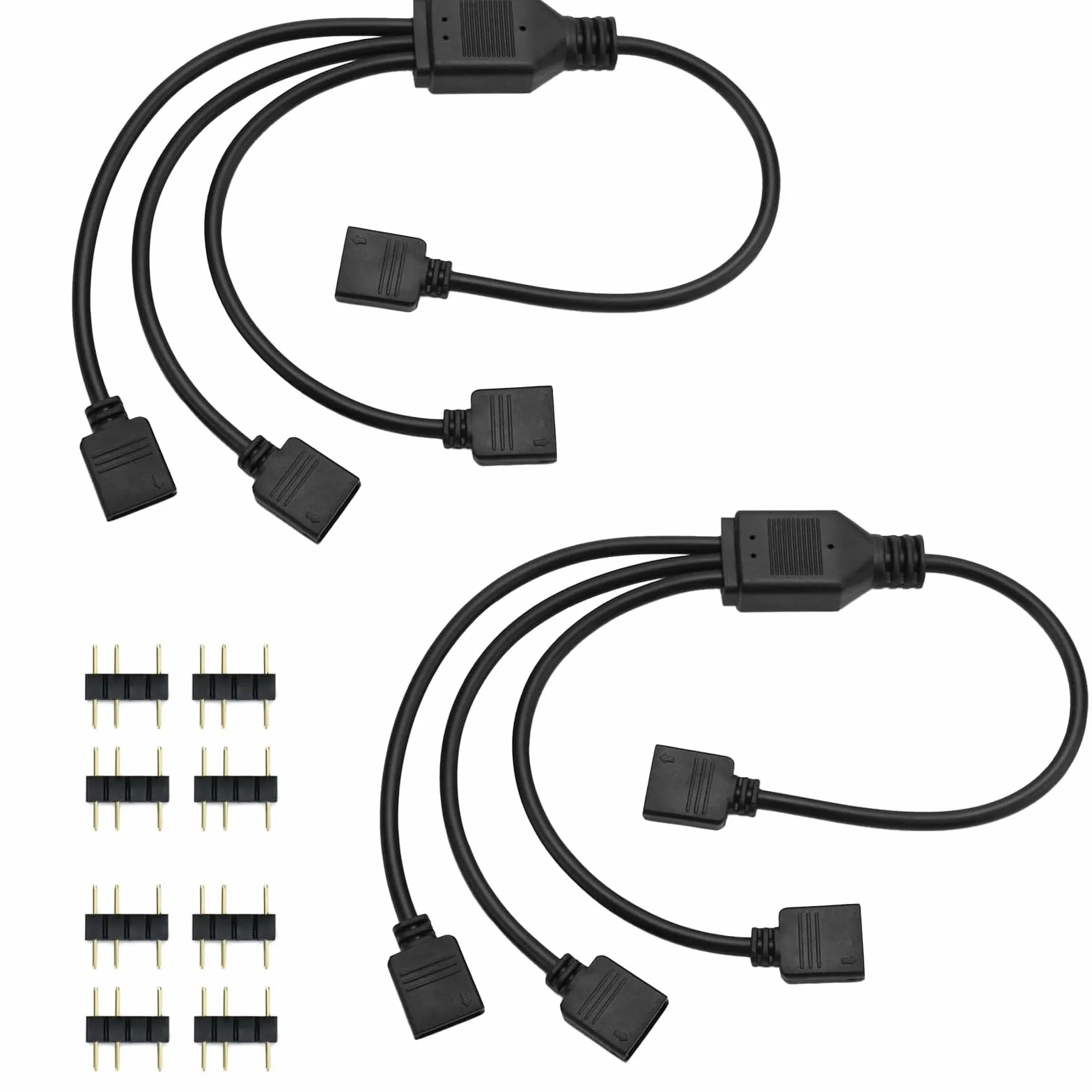 2 sztuki ARGB, kabel rozdzielający, 5 V, 3-biegowy, kabel przedłużający, adresowalny, 1 gniazdo na 3 wtyczki do chłodnicy CPU i