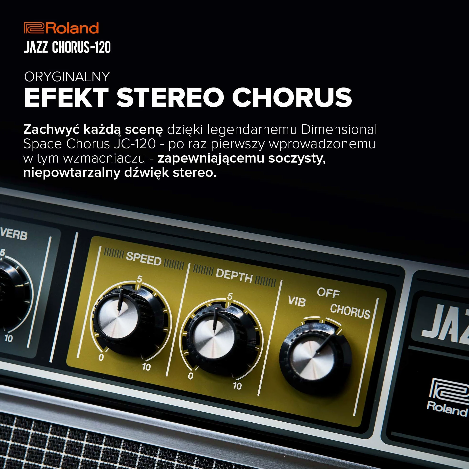 Roland JC-120 Jazz Chorus | Wzmacniacz Gitarowy | Legendarny Czysty Dźwięk JC | Charakterystyczny Efekt Dimensional Space Chorus | Potężny Wzmacniacz Stereo o Mocy 120 W | Dwa Głośniki 12”
