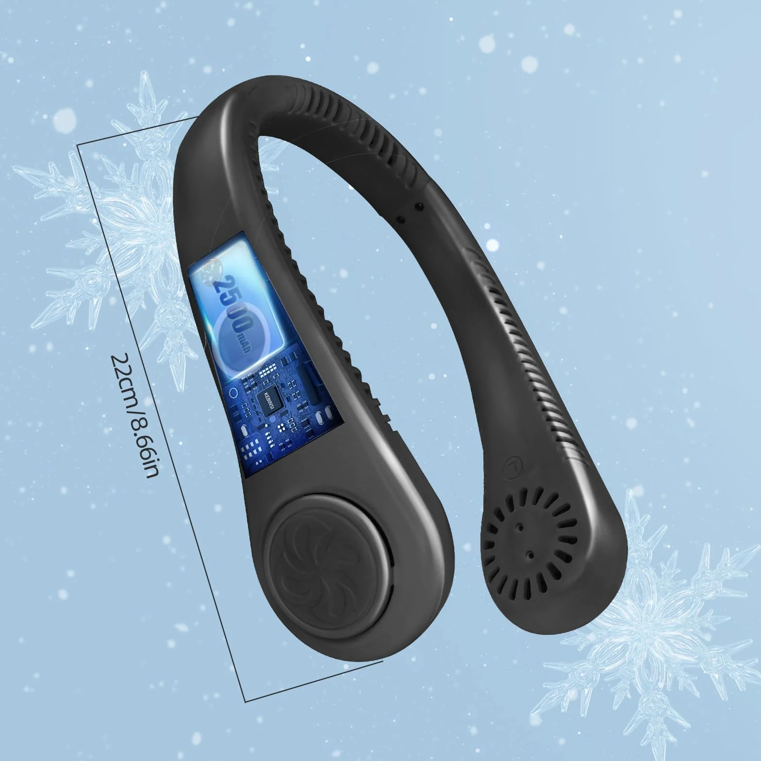 Jsdoin Wentylator na szyję, mini, przenośny wentylator USB, 5 prędkości, wentylator na kark, dla kobiet i mężczyzn, do domu, biura, uprawiania sportu, podróży (czarny)