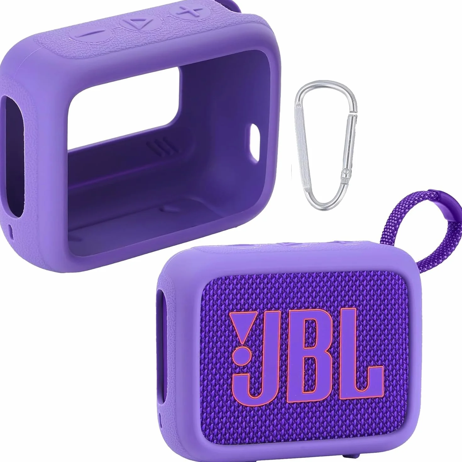 co2CREA Silikonowe etui do JBL Go 4 wodoodporny przenośny głośnik Bluetooth, przenośny, ultralekki rękaw ochronny z karabińczykiem (nie zawiera głośnika)