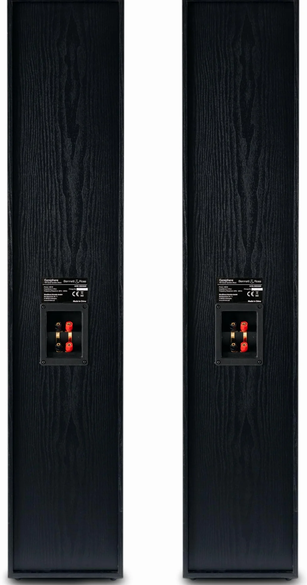 Bennett & Ross Exosphere 3-drożne głośniki podłogowe HiFi para (200 W RMS, 6,5" subwoofer, 6,5" głośnik basowy, 3x 6,5" średniotonowy, głośnik wysokotonowy 1", konstrukcja bass reflex, wygląd słojów