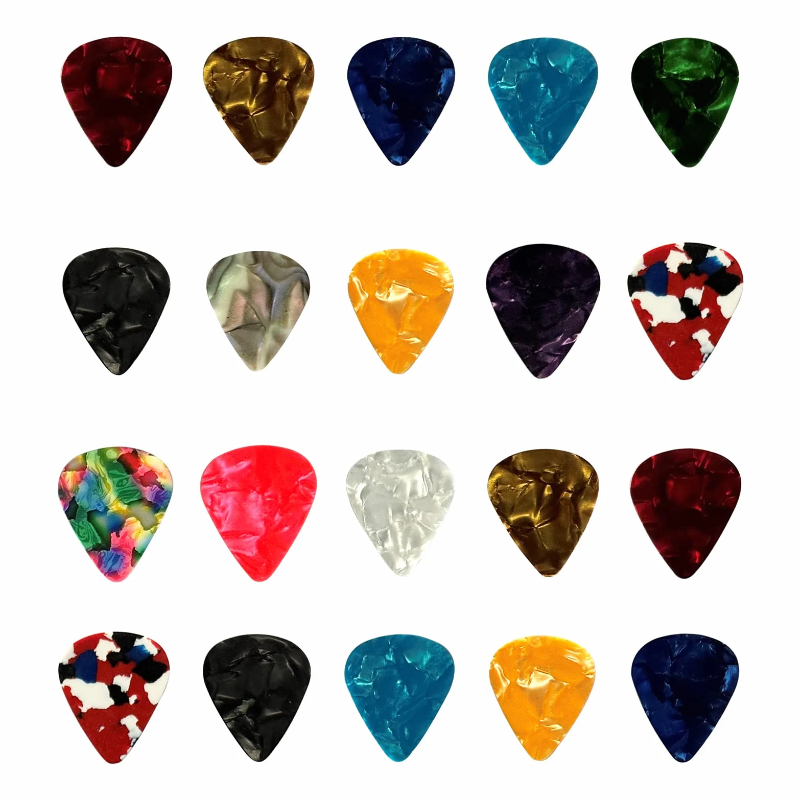 Kostki do gitary, 20 szt. plektronów gitarowych, celuloidowe kostki do gitary akustycznej, elektrycznej, basowej, 0,46 mm/0,71 mm/0,81 mm/0,96 mm
