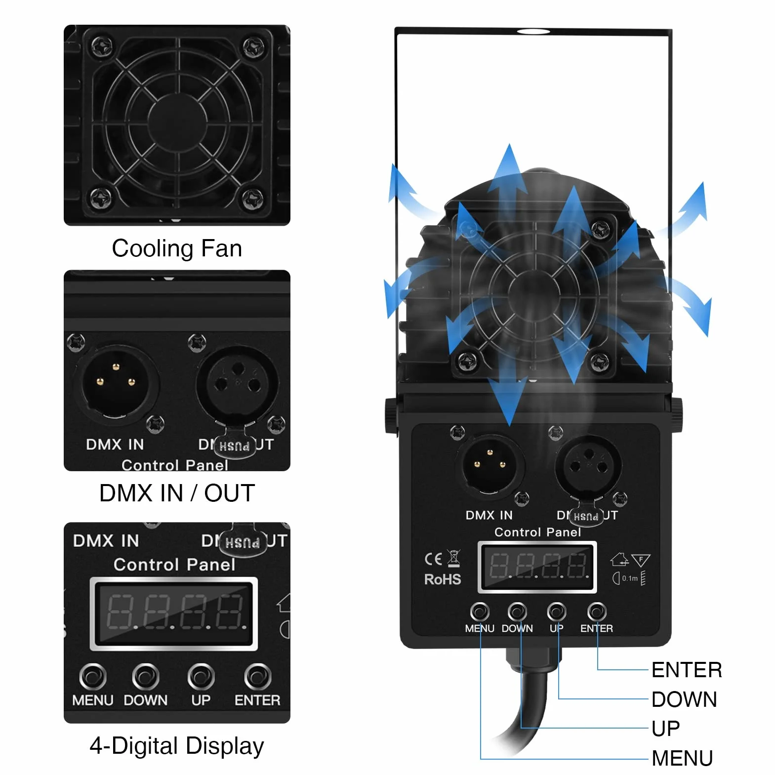 U`King 30 W LED Pinspot światła RGBW, reflektor DMX512, tryb automatyczny, efekt świetlny na urodziny, imprezę, dyskotekę, KTV, czarny
