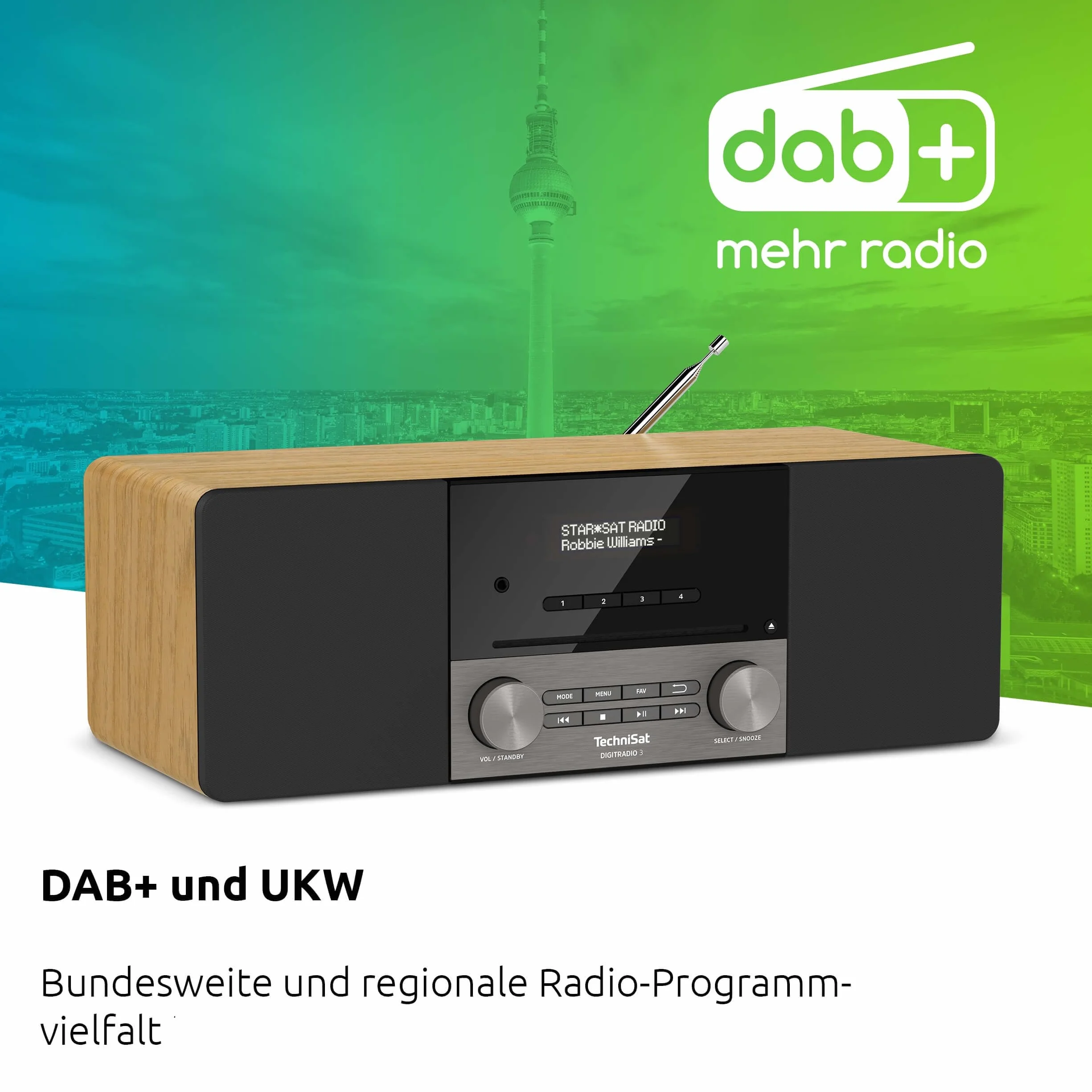 Technisat Digitradio 3 0003/3913 Radio, Brązowy/Czarny, 17 x 38 x 13 cm