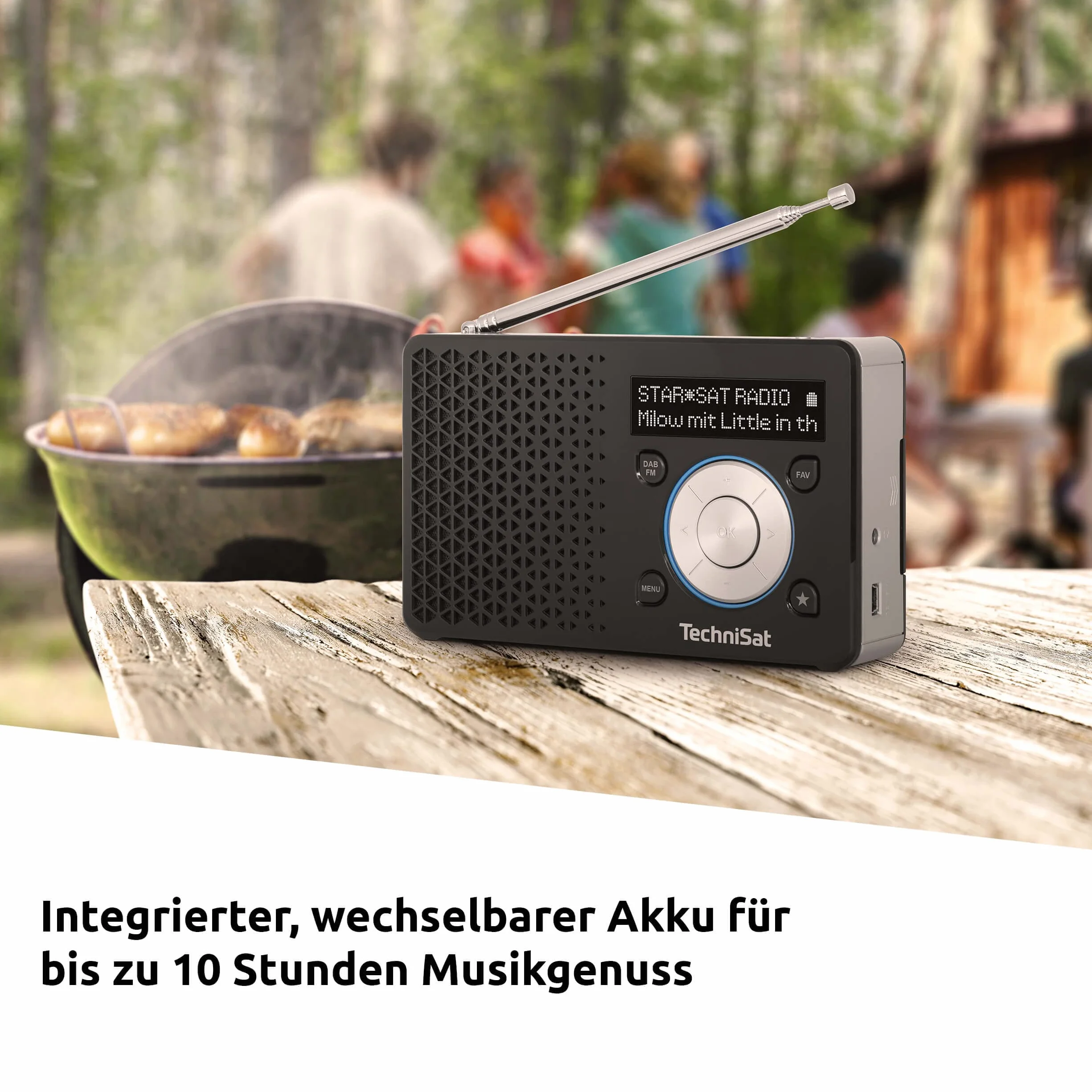 TechniSat DIGITRADIO 1 — przenośne radio DAB+ z baterią (DAB, FM, głośnik, gniazdo słuchawkowe, ulubiona pamięć, wyświetlacz OLED, mały, 1 wat RMS), biały