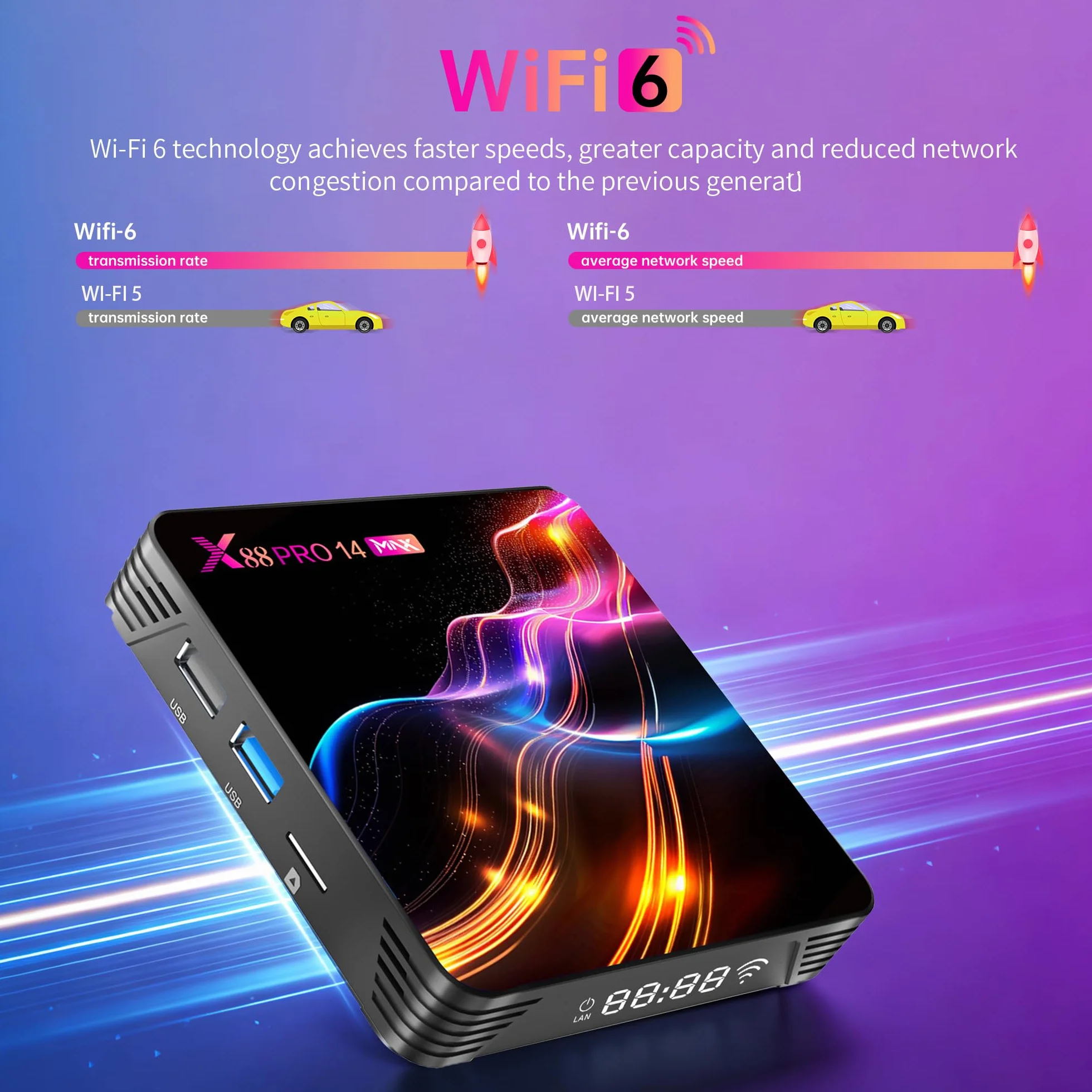 GREVA 8K Android 14.0 TV Box 2026, Android Box 4GB RAM 32GB ROM, chipset RK3528, obsługa 2.4GHz/5.0GHz Dual WiFi6, HDR10, BT5.0, Ethernet LAN, Internet TV Box, Bluetooth, 3D HD Smart Media Streaming