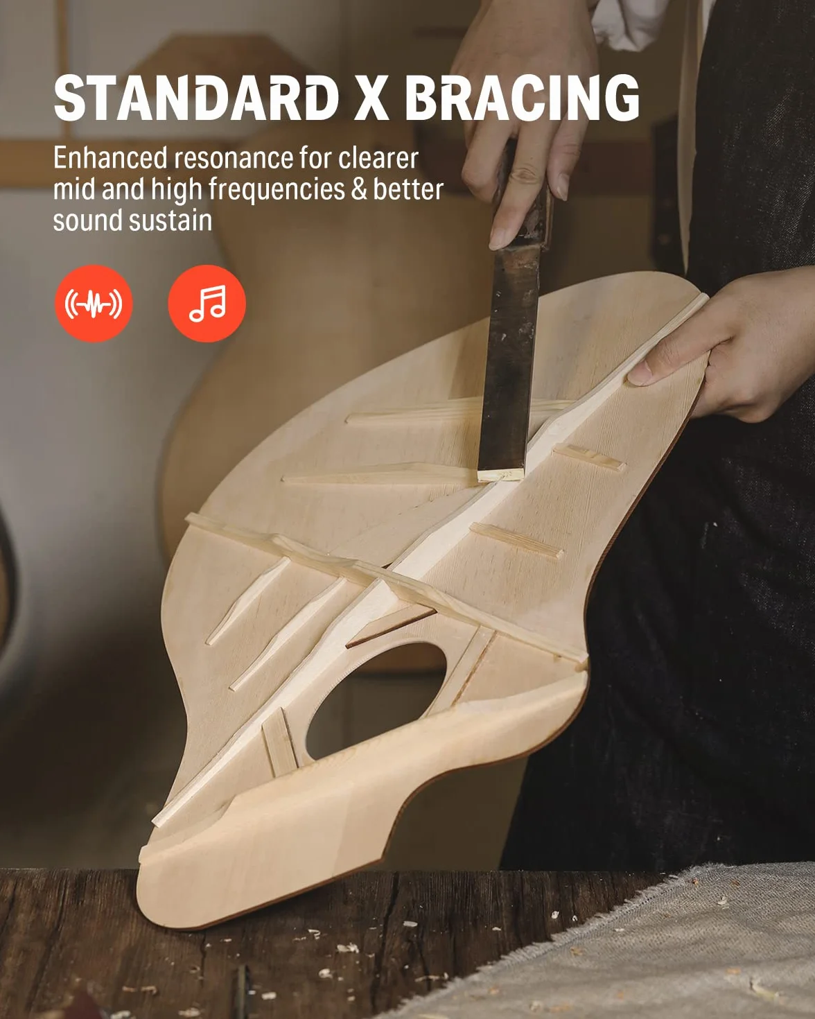 Donner Gitara akustyczna, 4/4 Cutaway, 41 cali, zestaw pełnowymiarowy, z paskiem Gigbag Capo, strunami (czarny)