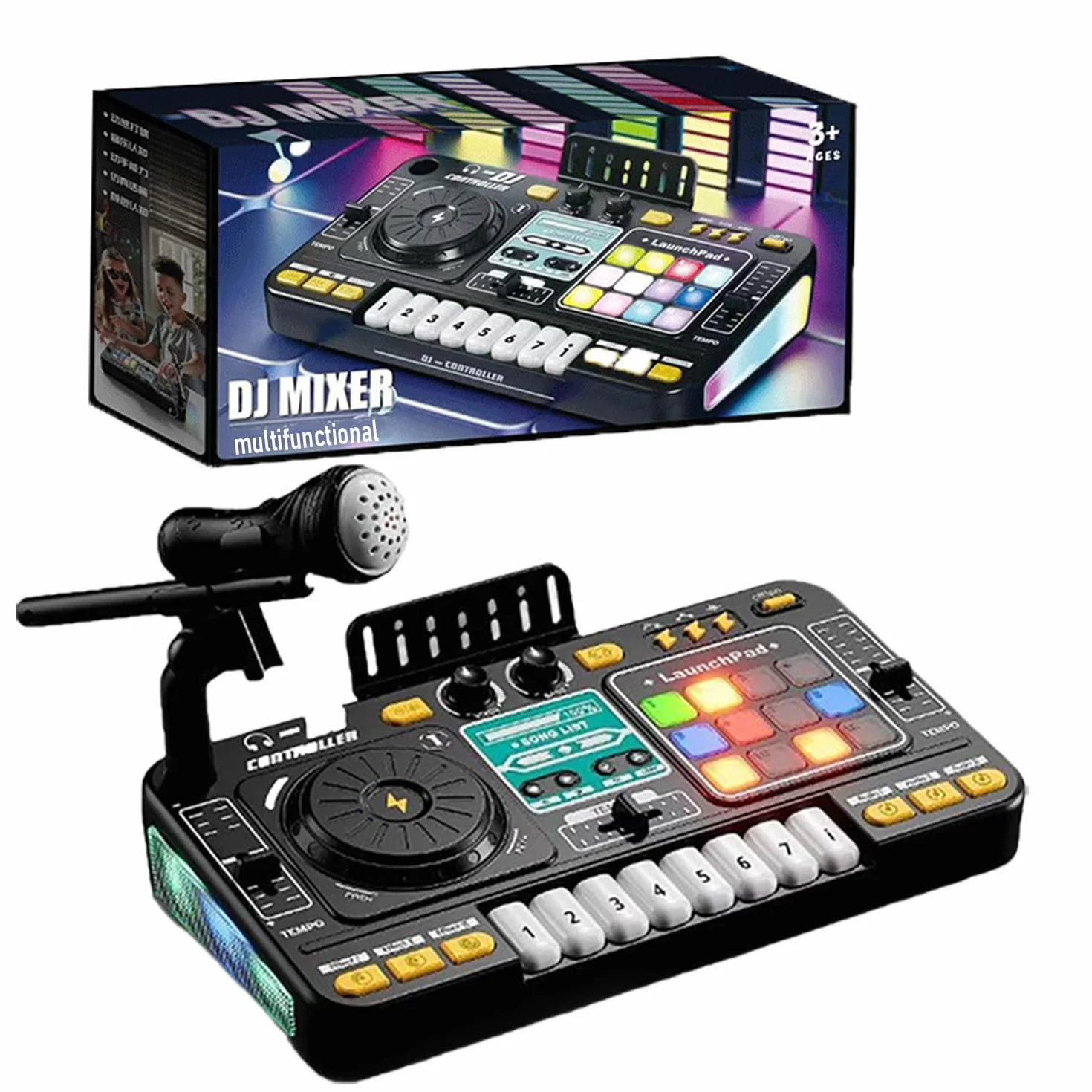 Konsola DJ-ska z mikserem Bluetooth dla dzieci i początkujących, przenośna z mikrofonem