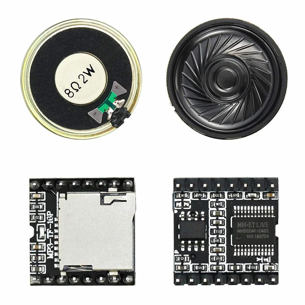 Mini odtwarzacz MP3 DFPlayer moduł z metalową obudową okrągłe głośniki 2 W 8 omów do DIY kompatybilny z Arduino