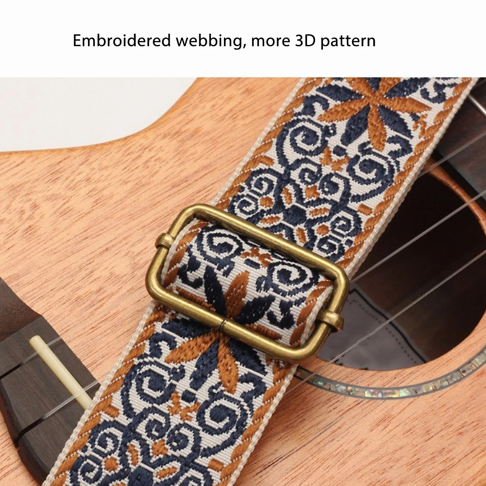 Yosoo Health Gear Haftowany Pasek do Ukulele, Regulowany Pasek na ramię w Stylu Etnicznym, Wygodny Krój Nylonowej Skórzanej Chusty do Ukulele dla Miłośników Muzyki (styl 1)