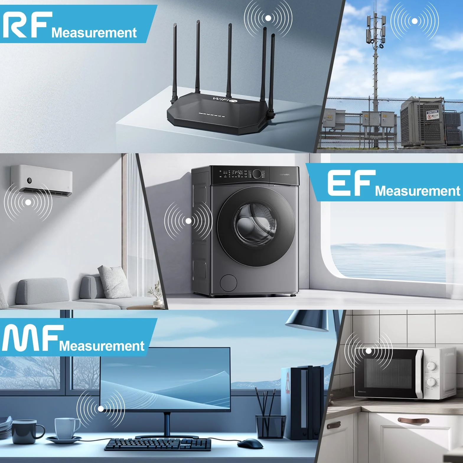 Miernik Pola Elektromagnetycznego, DURFICST 5 w 1 Akumulatorowy Detektor Promieniowania Pla Elektromagnetycznego Dla EF, RF, MF i WiFi, WieżeTtelefonii Komórkowej, Inteligentne Liczniki, Bluetooth
