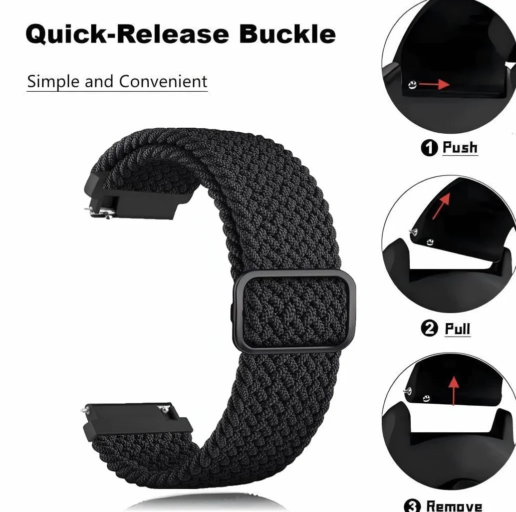Pleciony pasek zamienny 20 mm do Samsung Galaxy Watch 7/6/5/4 Classic / 3 / FE/5 Pro / Watch Active 2 / Gear S2 Classic / sportowy, miękki pasek do zegarka