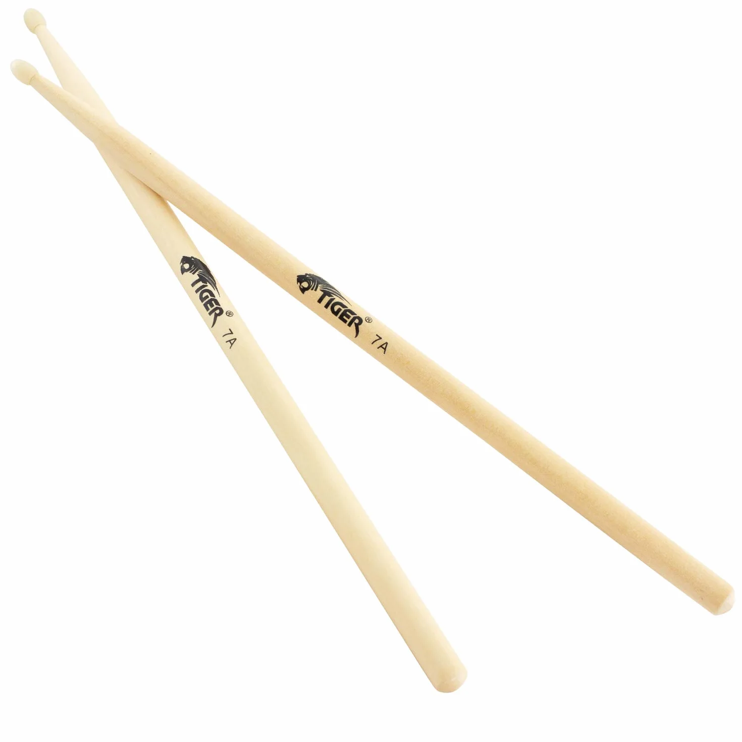 Tiger 7A Maple Drumsticks with Nylon Tips - Wooden Drum Sticks - Pair of Nylon Tip Drumsticks