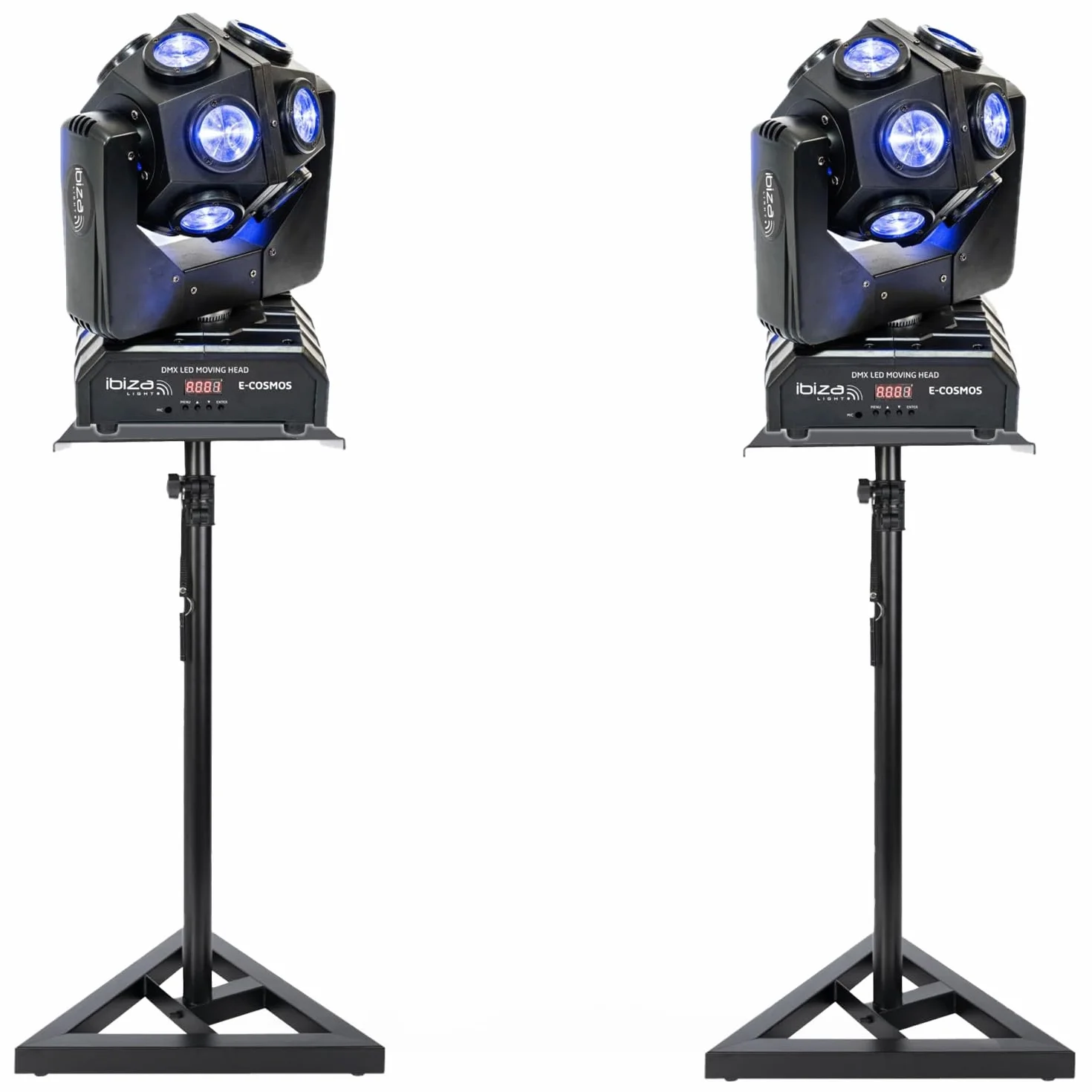 Ibiza - Zestaw 2 Lyres Beam Infinies DMX Ibiza Light E-COSMOS 4 w 1 12 x 10 W - 2 wsporniki na nogi, urodzinowy przyjęcie, przyjąć Pro, ślub