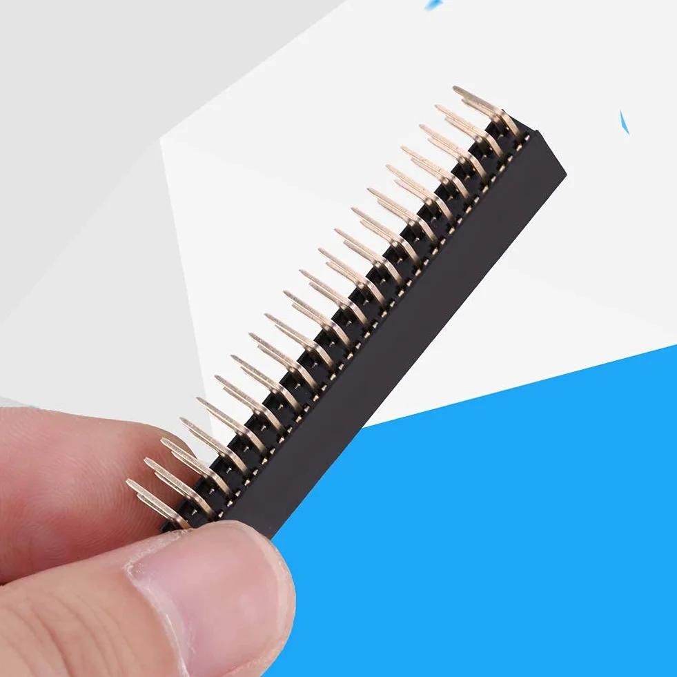 3 Sztuk 2.54mm 2x20 Pin żeński Dwurzędowy żeński Nagłówek Kątowy 4 Nagłówek Listwy Pinowe Złącze Płytka Drukowana Dwurzędowe Gniazdo Kątowe do Prototypowej Tarczy