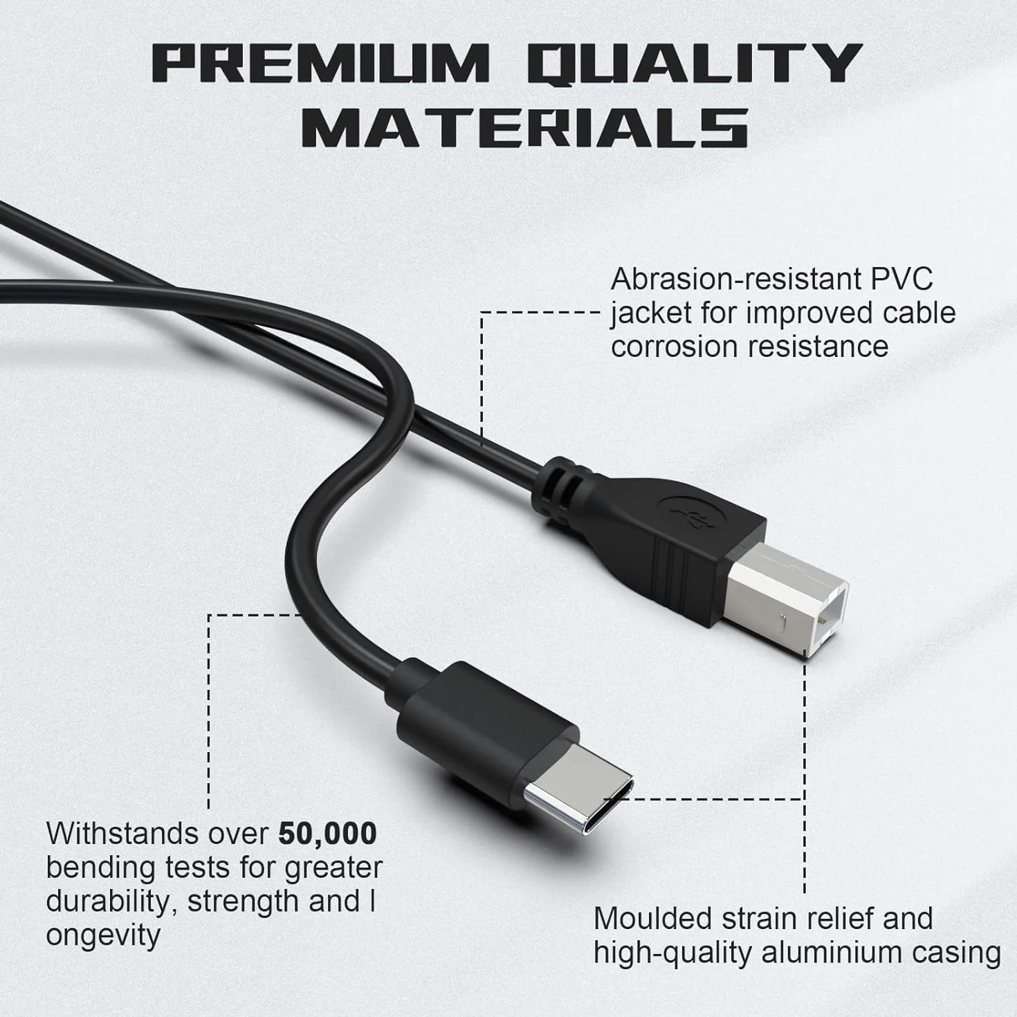 Kabel USB C MIDI do Yamaha Casio Digital Piano MIDI, kontroler DJ, USB B na USB C, kabel do drukarki, kabel skanera do MacBook Pro, Air, HP, Epson, Canon, Brother, Lexmark, Xerox, 1 m
