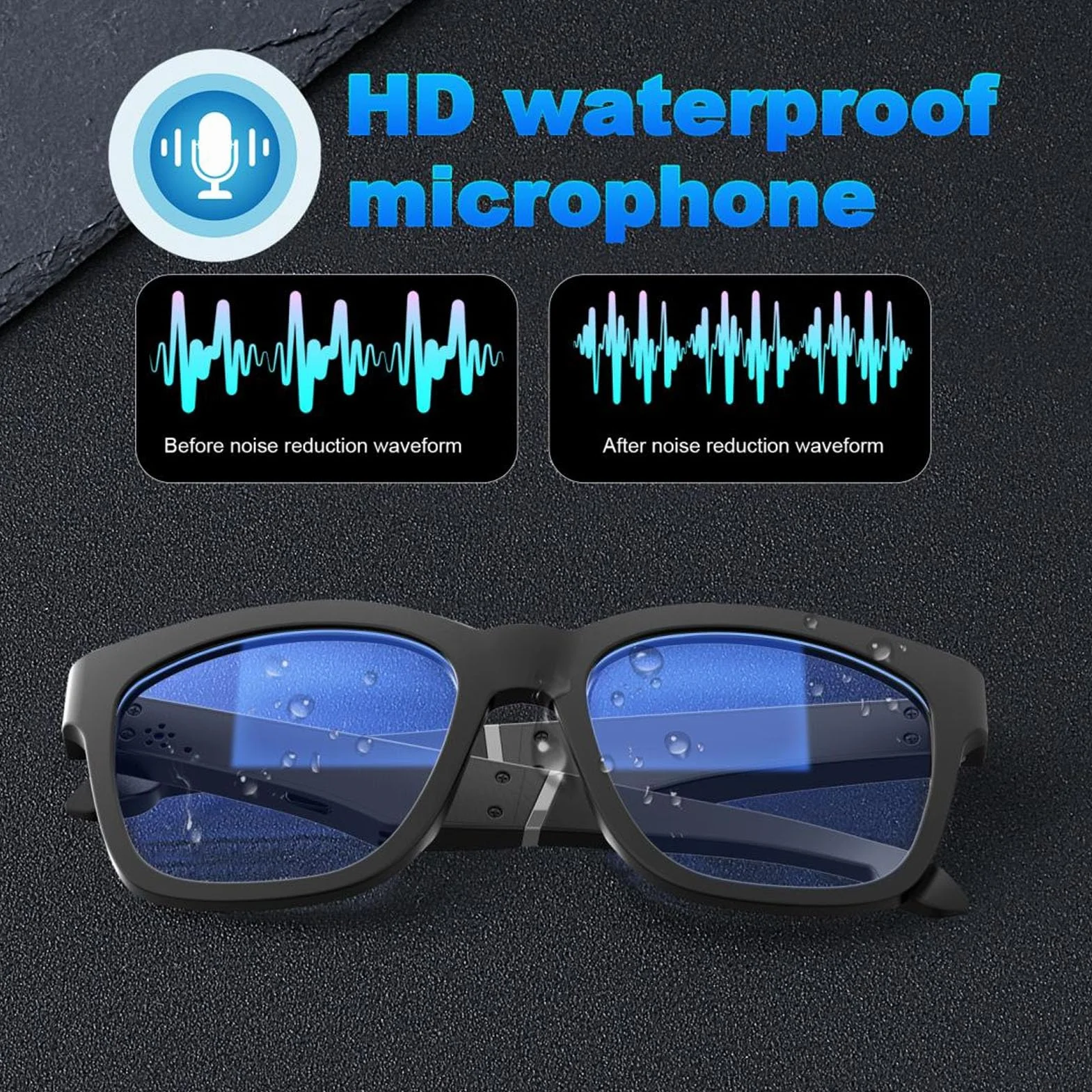 Inteligentne Okulary Bluetooth 5.0 z Filtrem Niebieskiego światła, Inteligentne Okulary Audio dla Kobiet i Mężczyzn, Wbudowany Mikrofon i Głośnik, Polaryzacyjne Soczewki