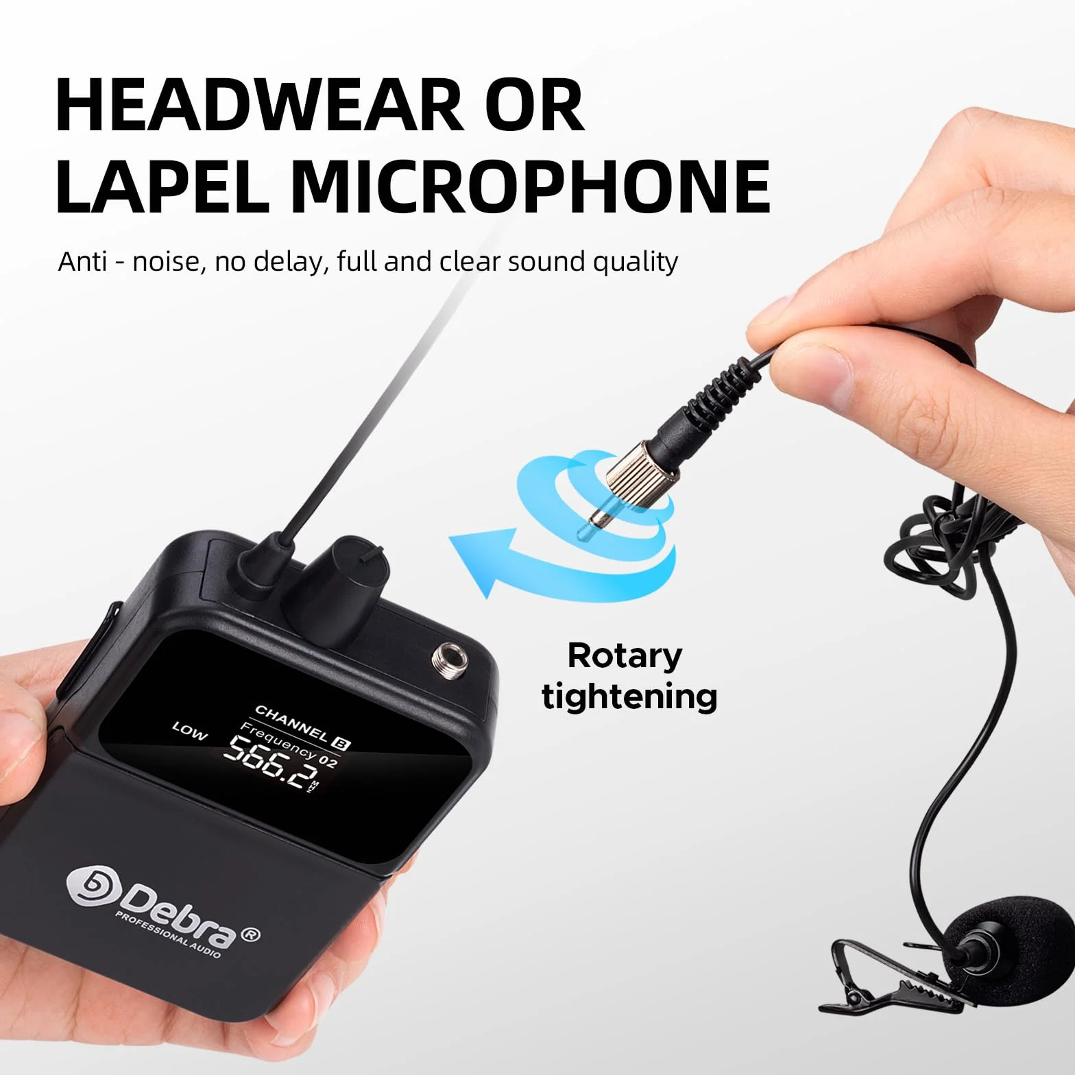 Bezprzewodowy zestaw mikrofonowy, nadajnik bodypack / opaska na głowę, mikrofon radiowy, mikrofon lawalerski, zasięg 80 m, bezprzewodowy mikrofon UHF do śpiewu, karaoke, kościoła, DJ-a (2 bodypack)
