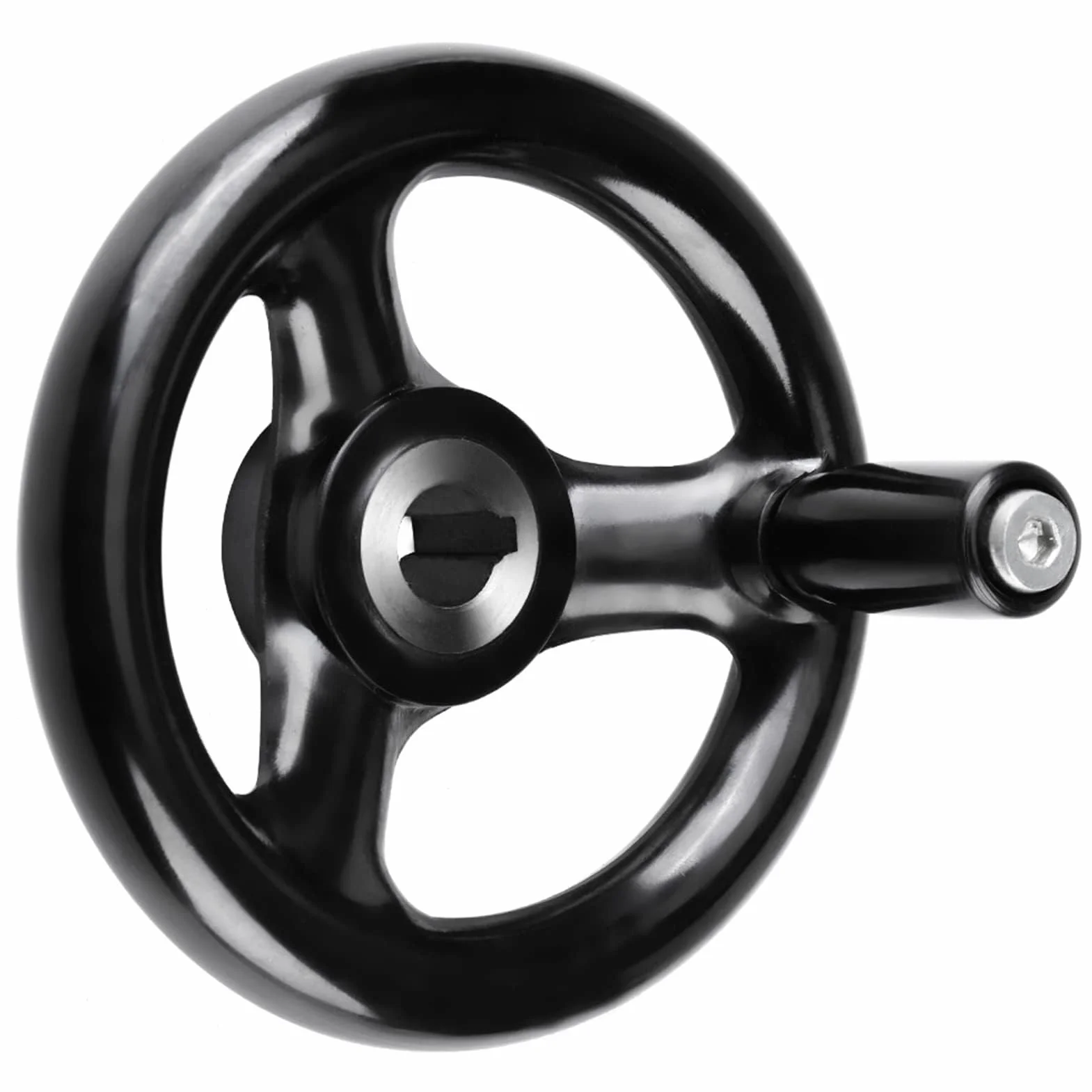 Pokrętło czarne okrągłe 3-szprychowe koło ręczne 3 pokrętło ręczne Plastikowe koło ręczne z uchwytem obrotowym 12 * 100mm do tokarki przemysłowej
