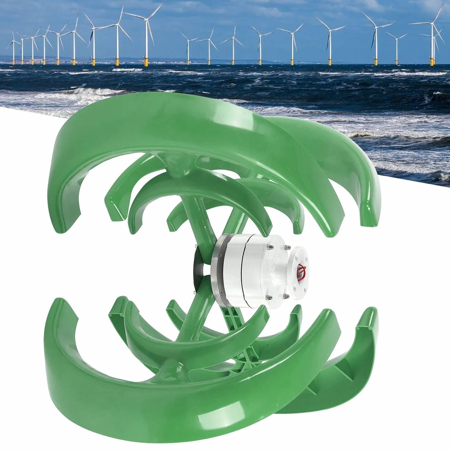 Mini Turbina Wiatrowa, Generator Energii Wiatrowej 1200 W Turbina Wiatrowa Zestaw Generatora Turbin Wiatrowych W Kształcie Zielonej Latarni (24 V)