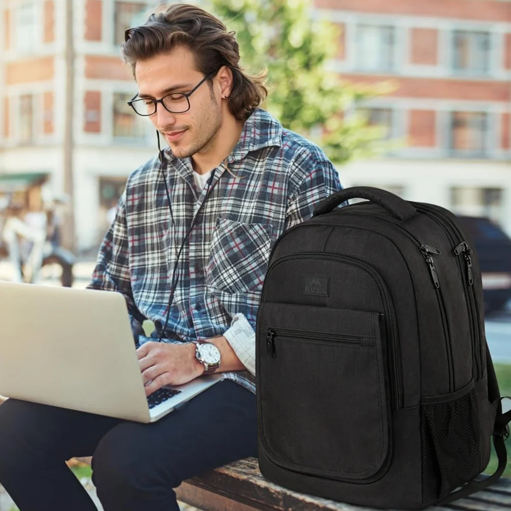 Plecak MATEIN dla mężczyzn, duży, rozszerzalny plecak na laptopa 15,6 cala z portem ładowania USB, plecak służbowy dla kobiet, wodoodporny plecak antykradzieżowy do pracy i szkoły, czarny