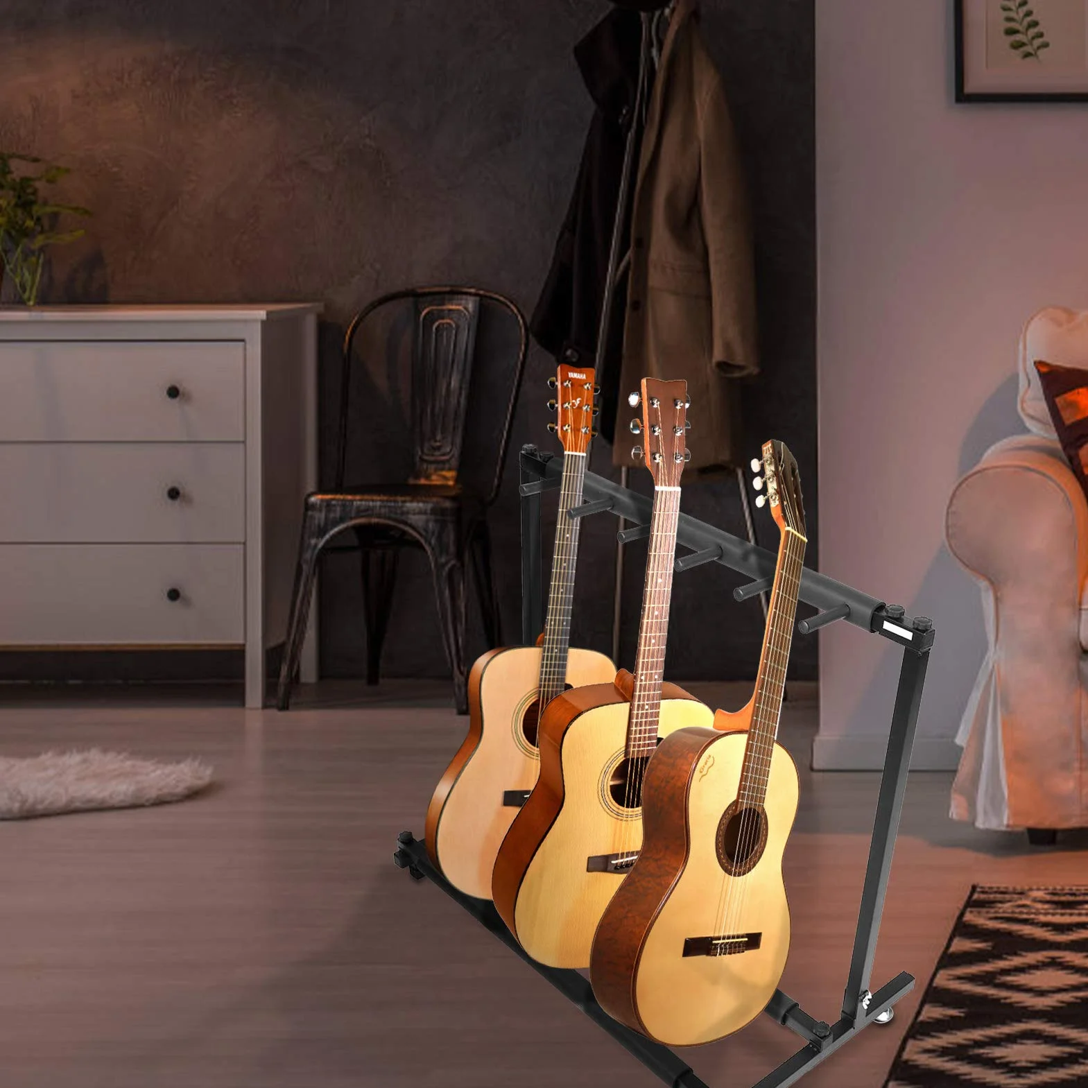 Stojak na gitary, 5-drożny uniwersalny stojak do przechowywania gitar organizacja stojak na gitarę z miękką gumową osłoną (5 sposobów)
