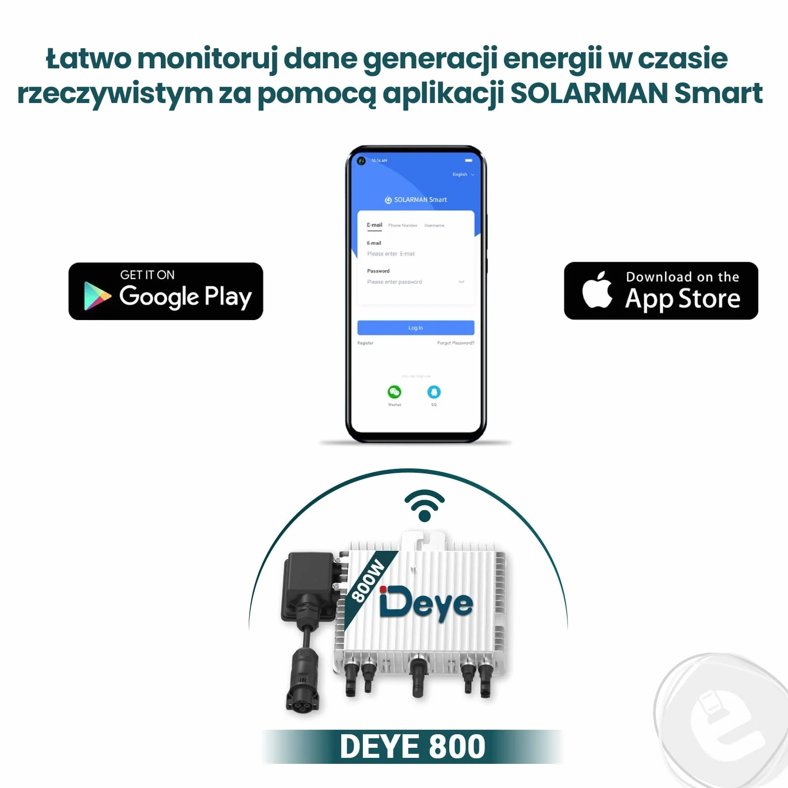 Mikroinwerter Deye 800W SUN-M80G4-EU-Q0 Falownik WIFI Inwerter FOTOWOLTAICZNY WIFI 2x MPPT do elektrowni balkonowej PV