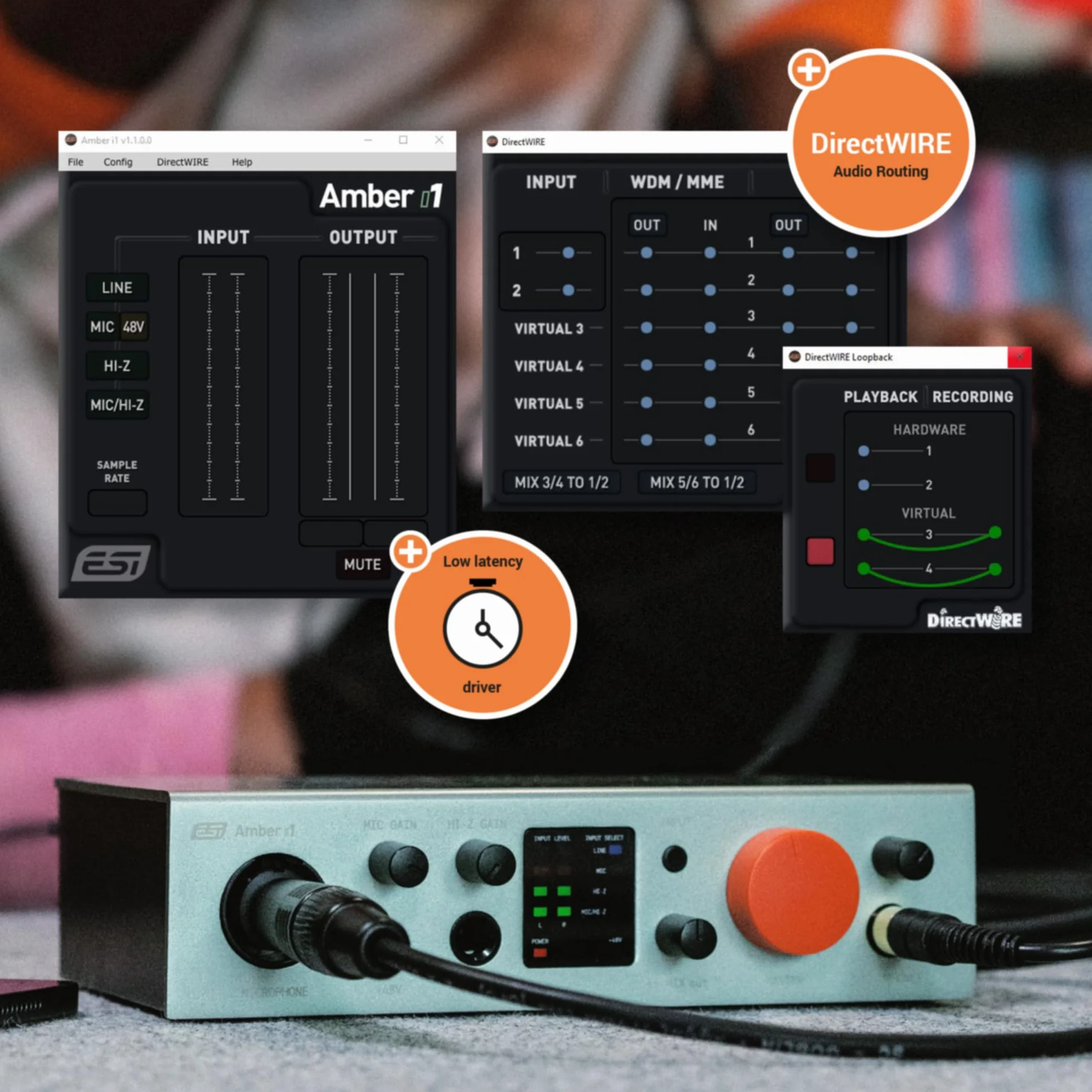 ESI Amber i1 profesjonalny interfejs audio USB 24-bitowy/192 kHz 2 wejścia 2 wyjścia