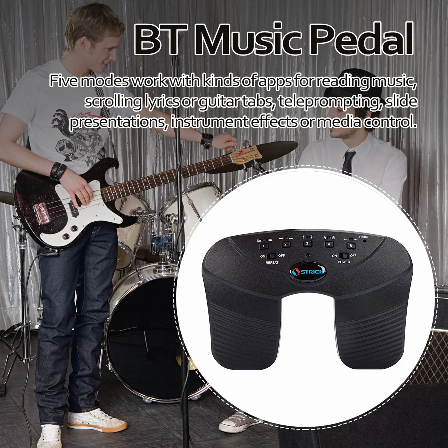 Btuty Obróć stronę BT Wireless, Page Turner Zintegrowany akumulator wielokrotnego ładowania, kompatybilny z iPadem, tabletem z Androidem, smartfonem