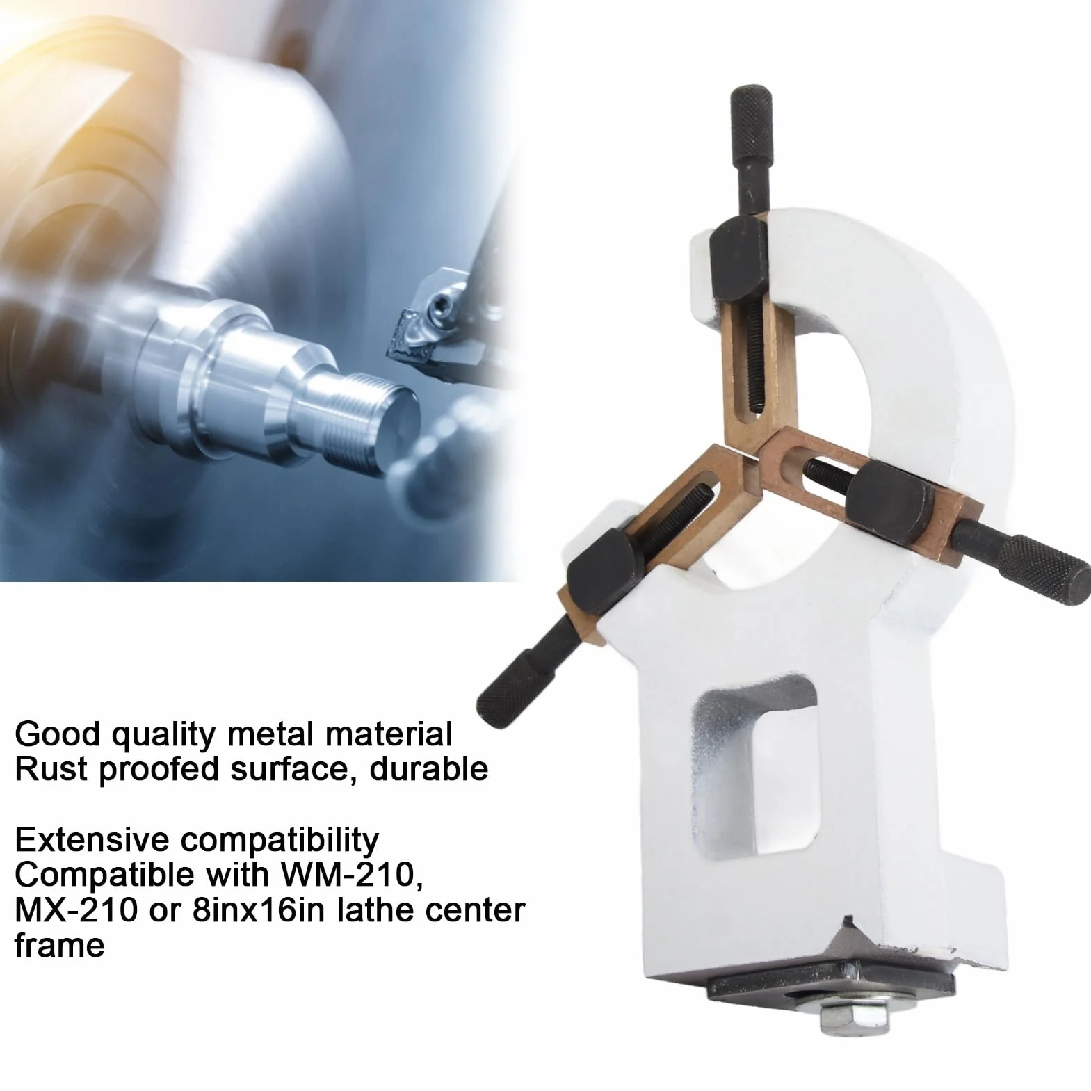 WM210 Stabilizator tokarki do metalu 8 cali x 16 cali z ruchomą częścią L, zwiększoną stabilność do hiningu