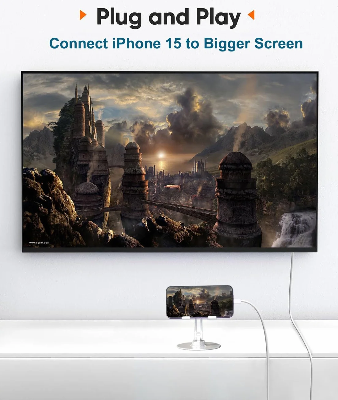 Adapter USB-C na HDMI z certyfikatem Apple MFi 4K @ 60 Hz do iPhone 15 MacBook Pro Air iPad Pro, HDMI 2.0 Digital AV kabel typu C, kompatybilny z Samsung Galaxy S24/S23, Pixelbook, XPS