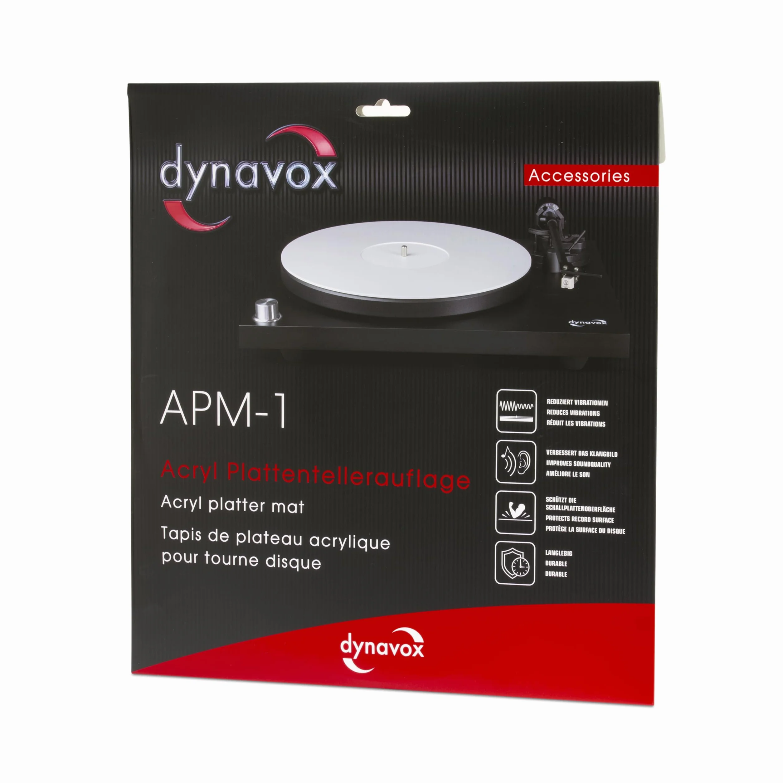 Dynavox APM-1 akrylowa nakładka na gramofon, grubość 3 mm, z akrylu, antystatyczna i antywibracyjna, średnica 30 cm, uniwersalnie dopasowana, biała
