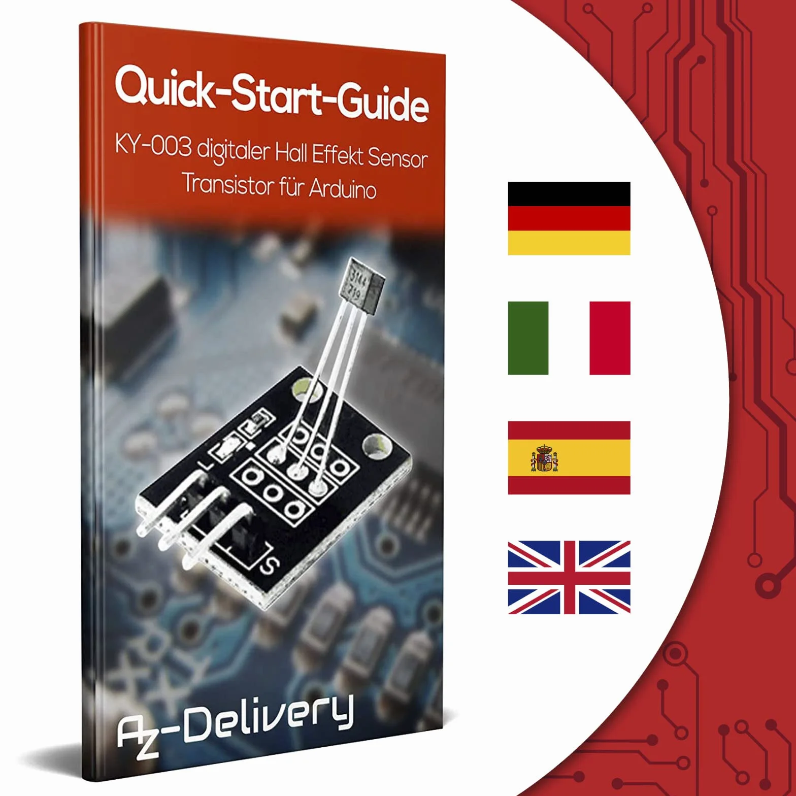 AZDelivery 5 x KY-003 Tranzystor z cyfrowym czujnikiem Halla kompatybilny z Arduino i Raspberry Pi, w tym e-book!