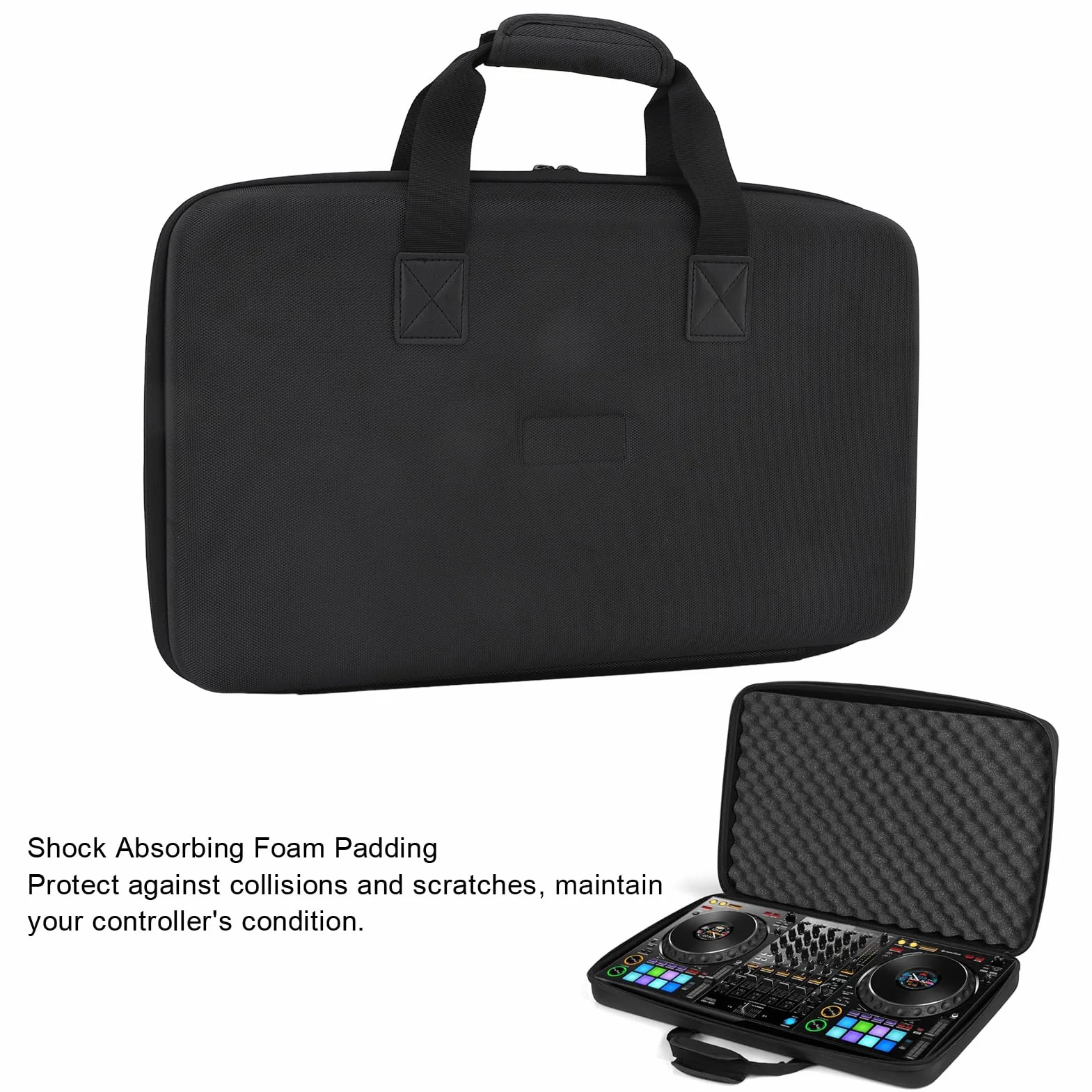Bewinner DJ Controller Case for Pioneer DDJ FLX4, Wyściełana Torba Przenosząca z pianką pochłaniającą Wstrząsy, Jasna Podszewka Wnętrza, Regulowane Paski Bezpieczeństwa (50 * 30 * 8 cm)
