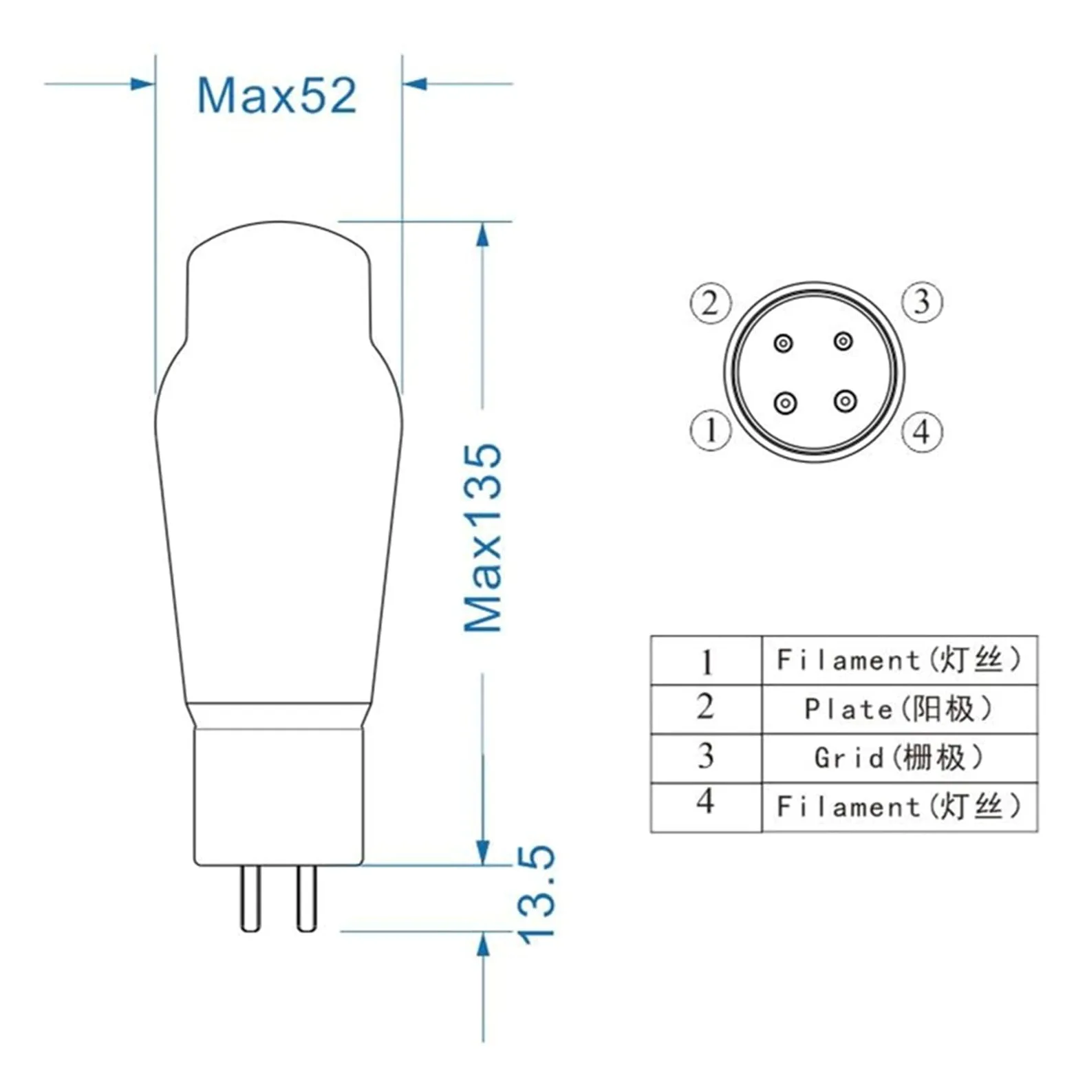 2A3 2A3-TII klasyczny zamiennik lampy próżniowej 2A3C 2A3B do zestawu wzmacniacza lampowego audio HIFI DIY pasujący czterokierunkowy (4 szt. dopasowany Quad)